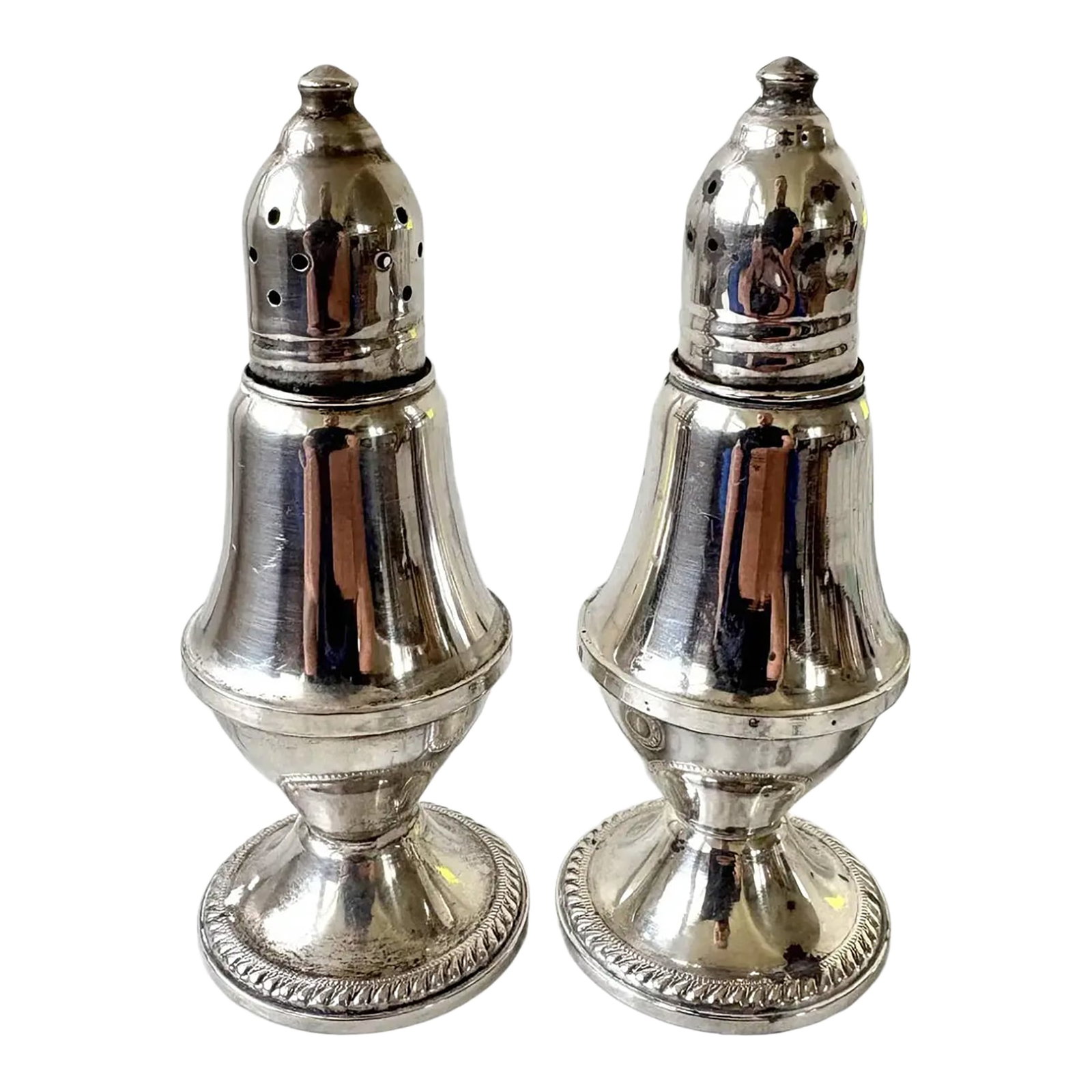 Vintage Sterling Silver Salt and Pepper Shakers by Raimond Manufacturing & Co. - Weighted/Stamped: Lovely weighted vintage salt and pepper shakers by Raimond Silver Manufacturing Co. With glass inserts. Stamped. Raimond Silver Manufacturing Company, Inc. was a mid-20th-century maker and importer of
