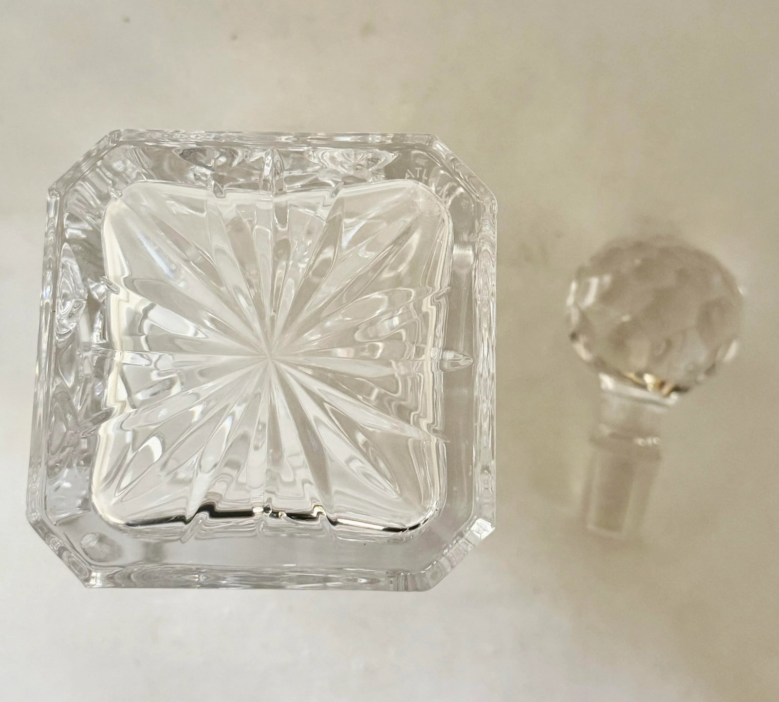 Vintage Atlantis Lead Crystal Decanter With Stopper, Signed - 7