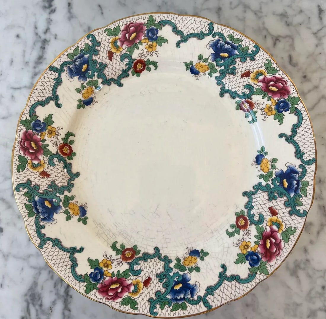 Vintage Royal Cauldon Floral Dinner Plate Set (6 Plates) - Stamped/Made in England - 3