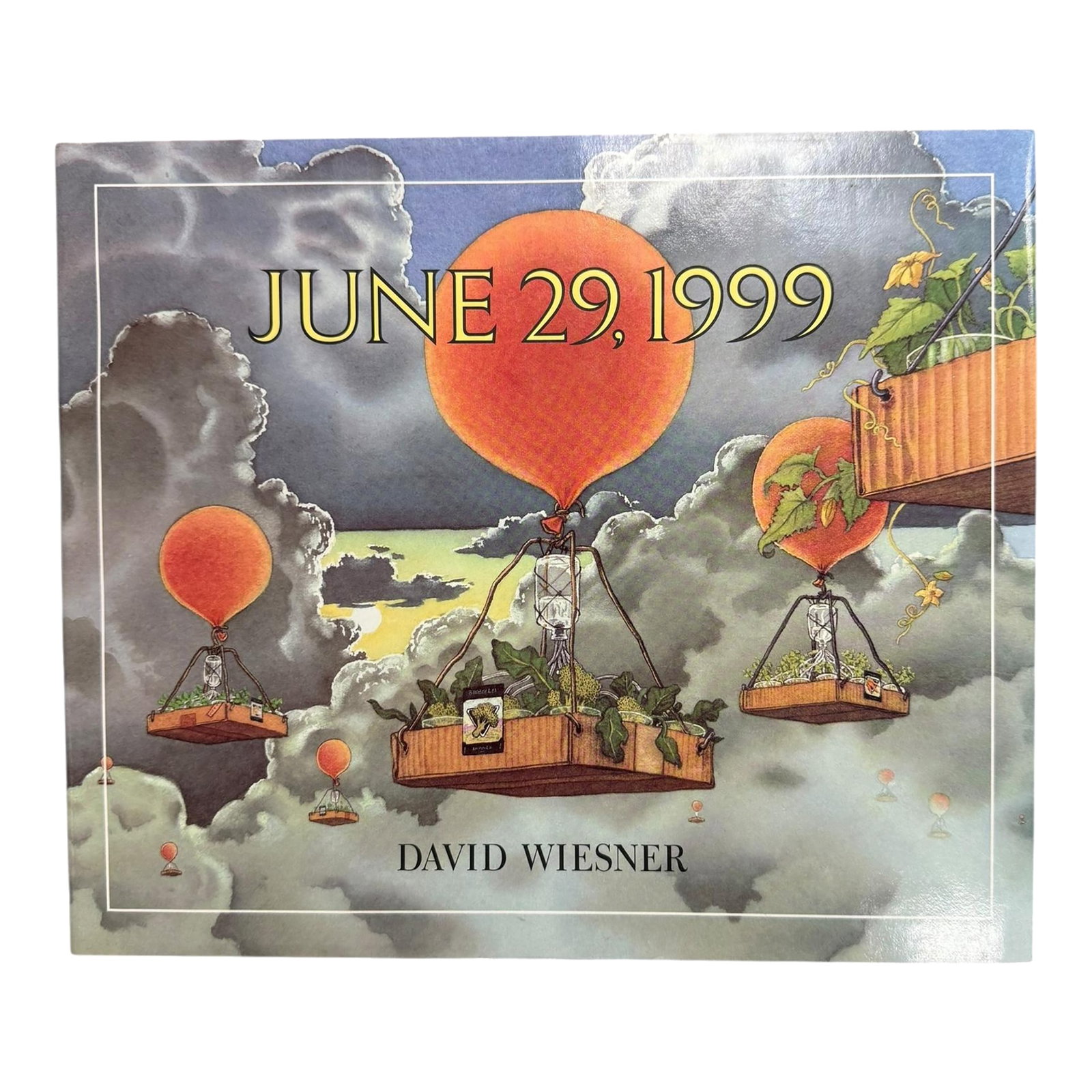 1992 First Edition Children's Hardcover Book June 29, 1999 by David Wiesner: Boston, MA: Clarion Books, 1992. First edition and first printing. Oblong hardcover. A charming children's book from this three time Caldecott winner. Brick red quarter-cloth stamped in silver with
