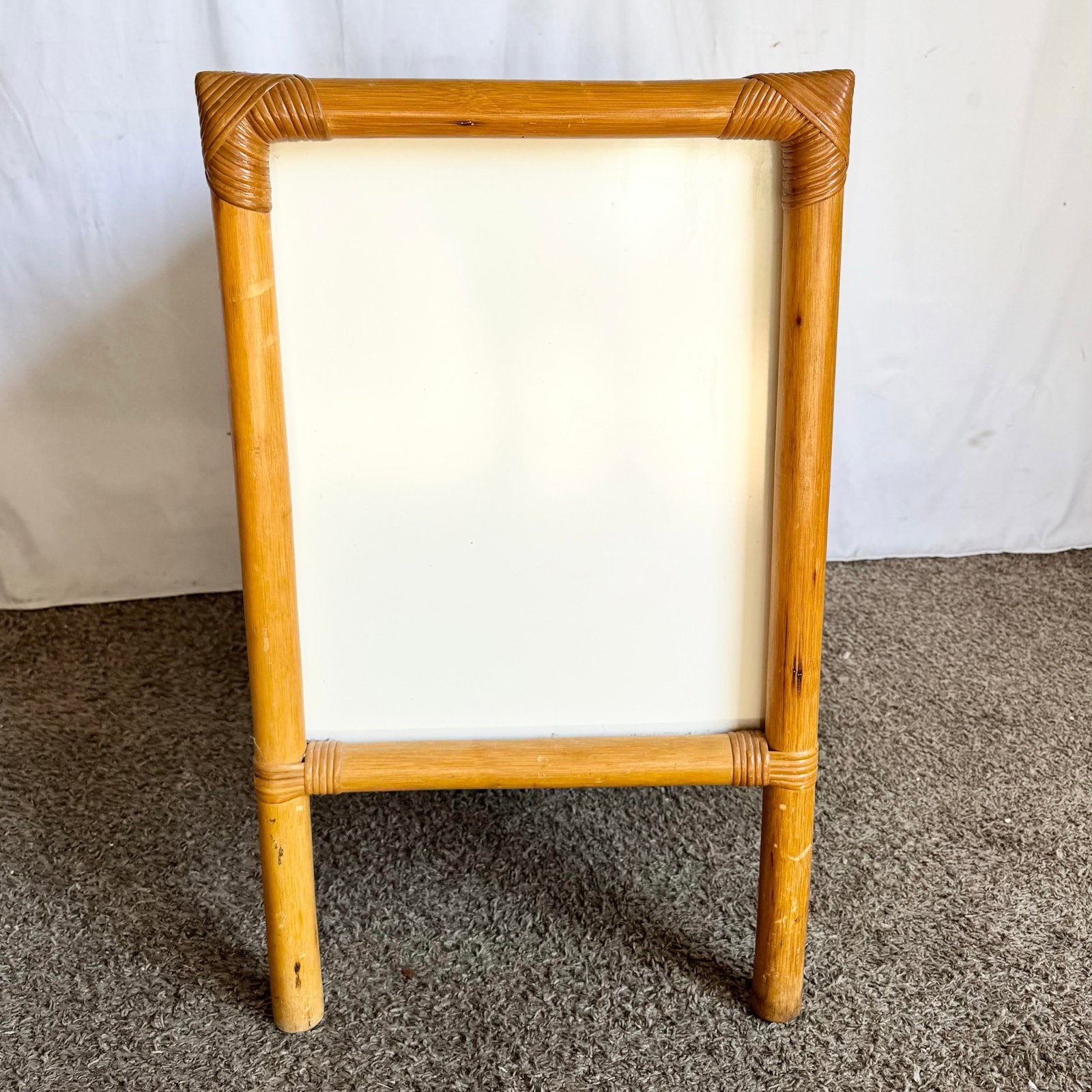 Vintage Boho Chic Rattan and White Laminate Credenza/Cabinet - 5