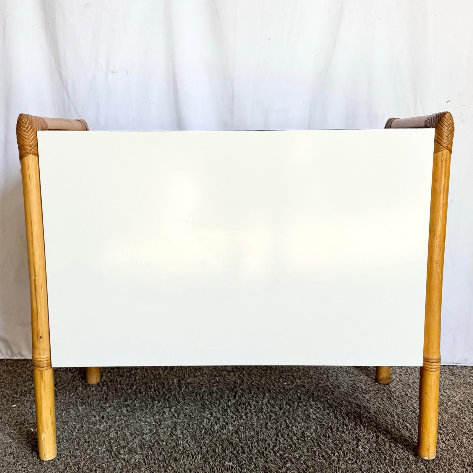 Vintage Boho Chic Rattan and White Laminate Credenza/Cabinet - 6
