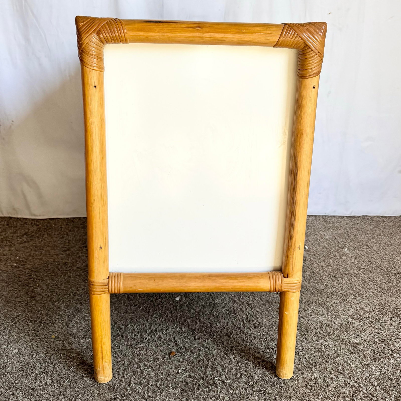 Vintage Boho Chic Rattan and White Laminate Credenza/Cabinet - 8