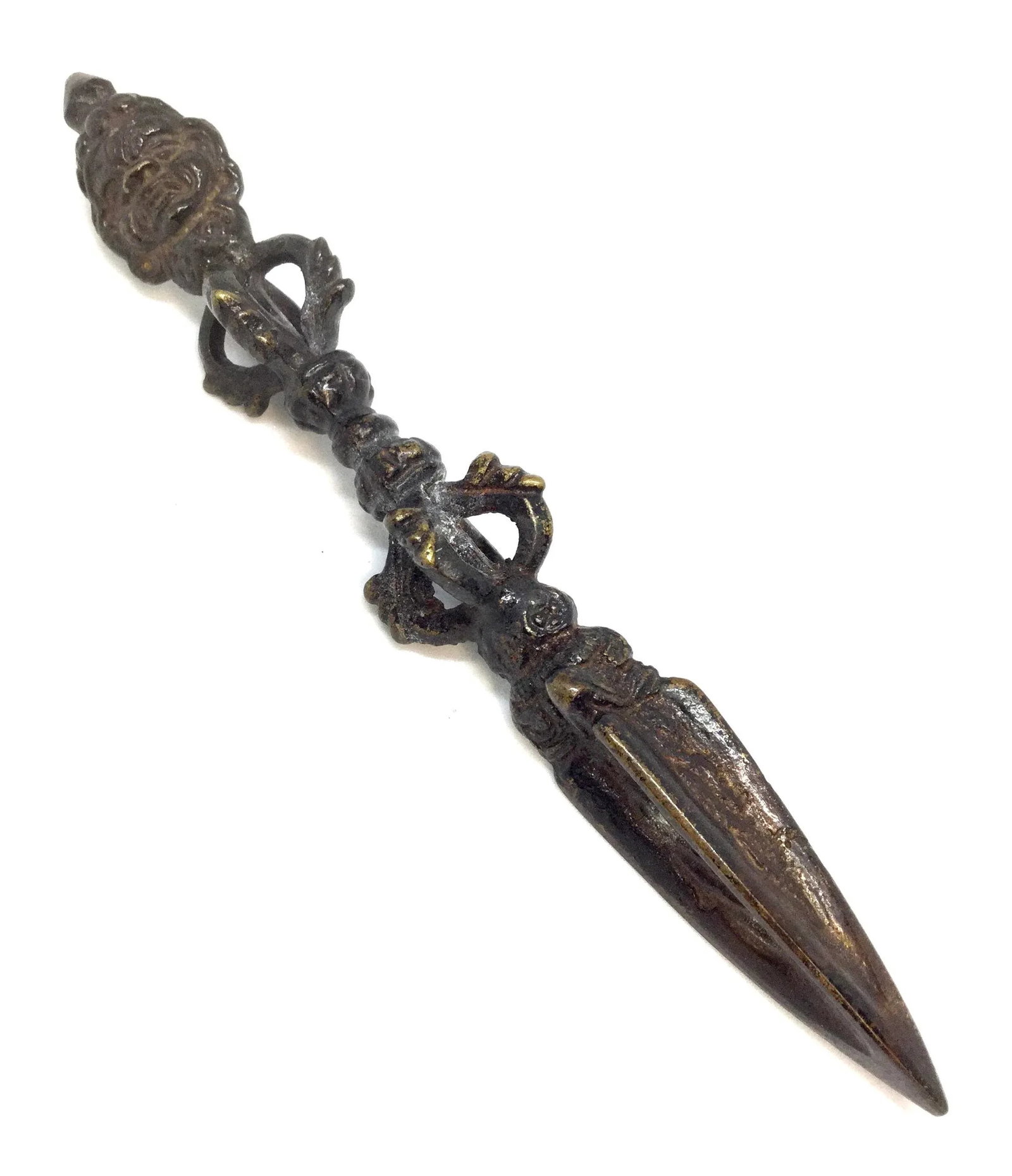 Antique Tibet Bronze Vajrakila Dagger/ Vajra Dorje - 13