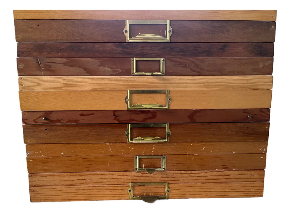Set of 6 Vintage Uc Berkeley Museum Entomology Specimen Cases - Cis Stamped: This rare set of six (6) professional-grade entomology display cases was sourced directly from the storied collection of the UC Berkeley Museum. These are authentic "California Academy" style