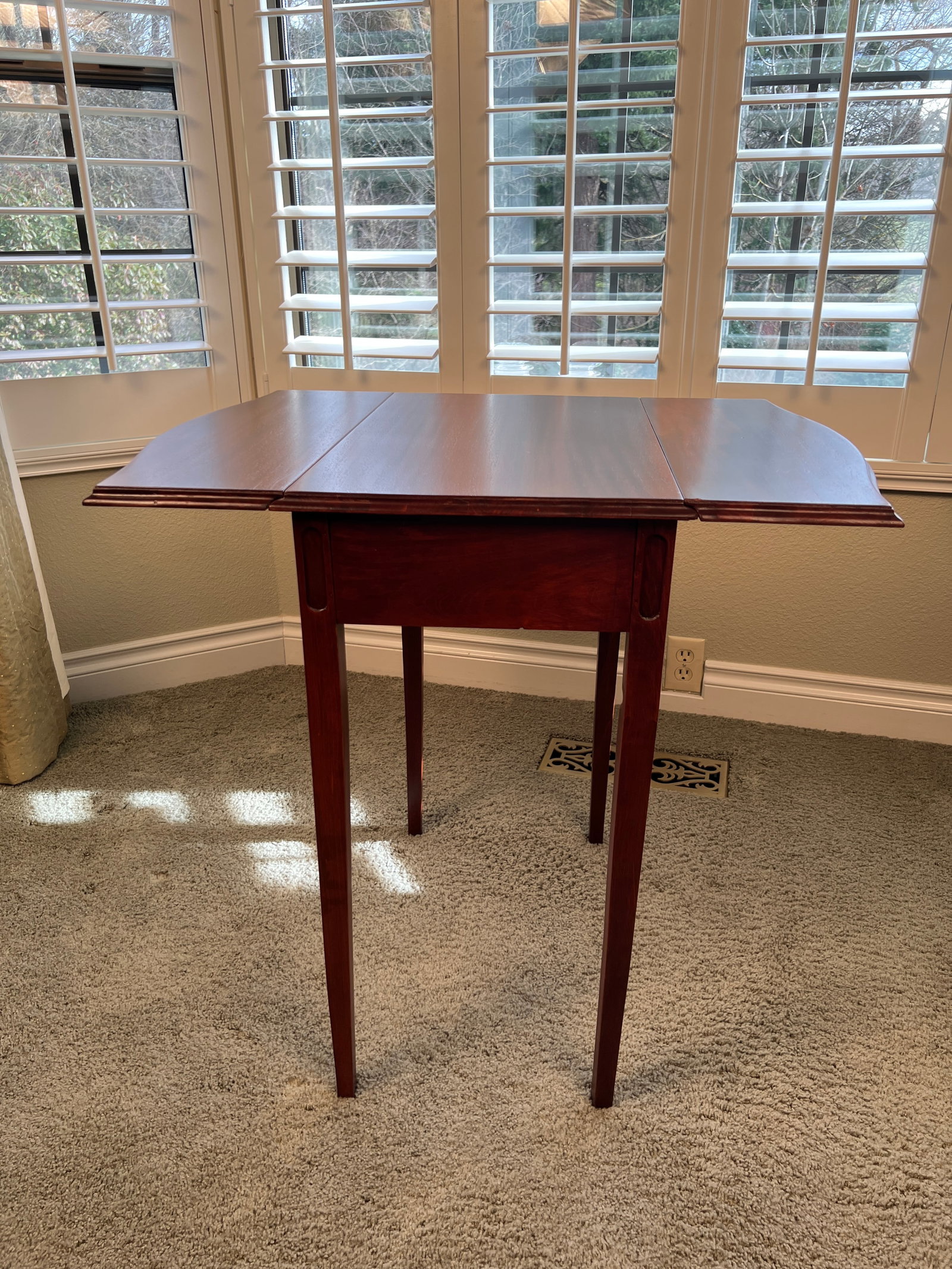 Antique Mahogany Drop Leaf Side Table With Single Drawer- Georgian Style - 5