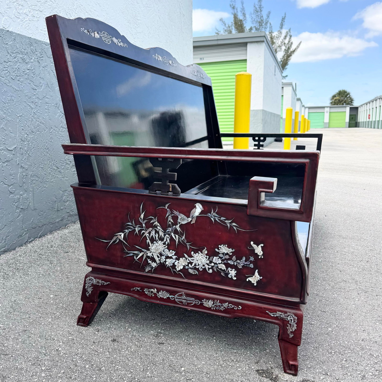 Vintage Chinese Rosewood With Mother of Pearl Inlay Sofa - 10