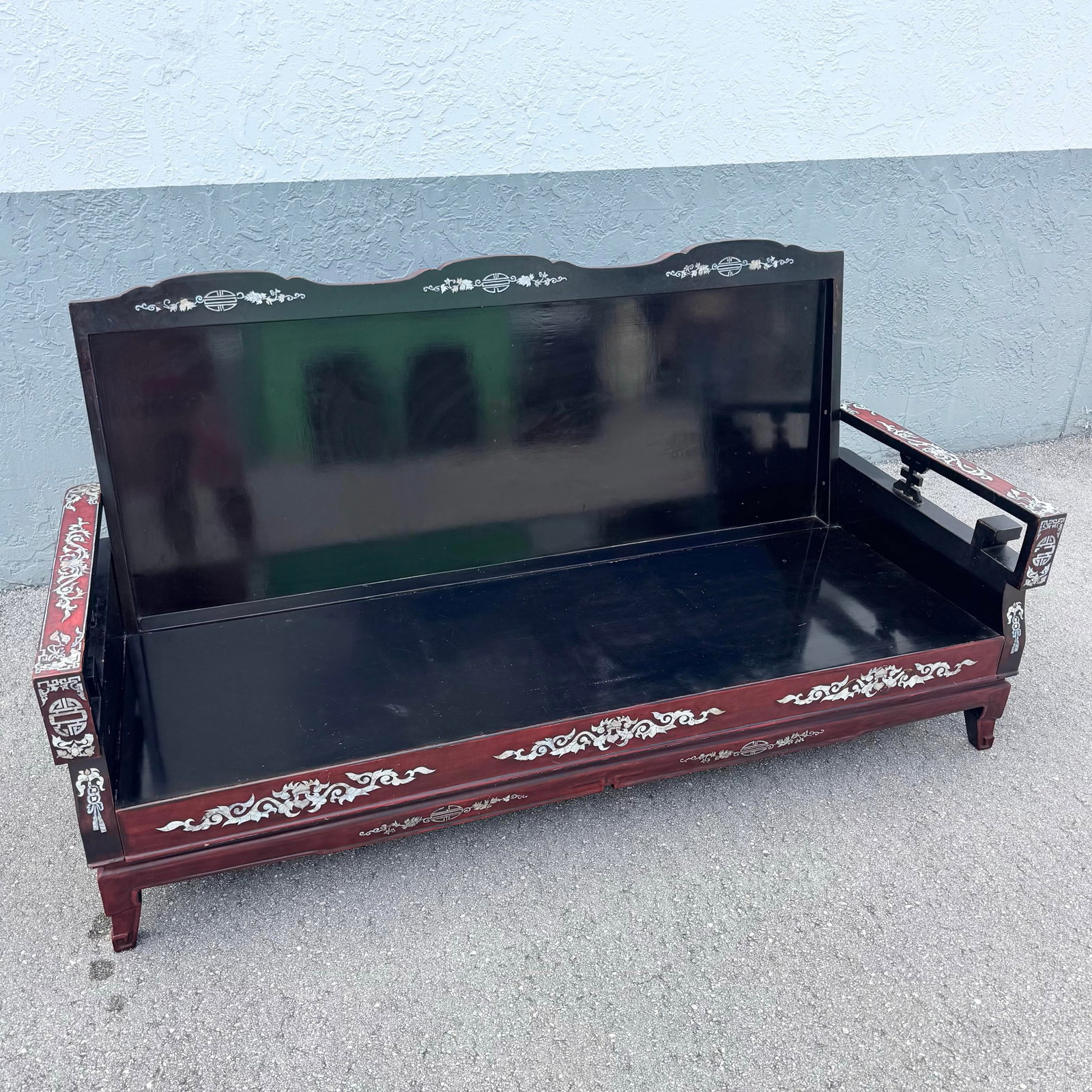 Vintage Chinese Rosewood With Mother of Pearl Inlay Sofa - 11