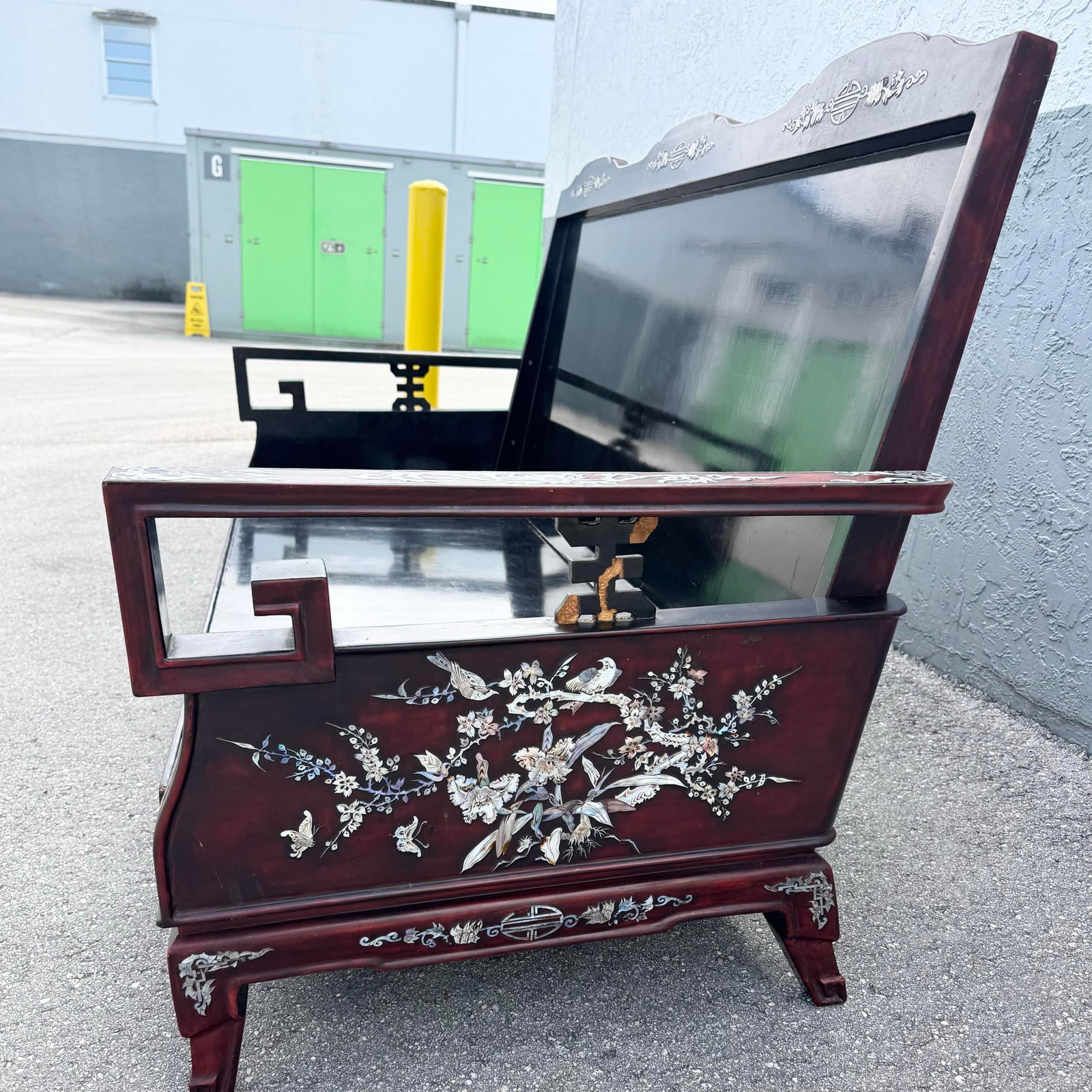 Vintage Chinese Rosewood With Mother of Pearl Inlay Sofa - 9