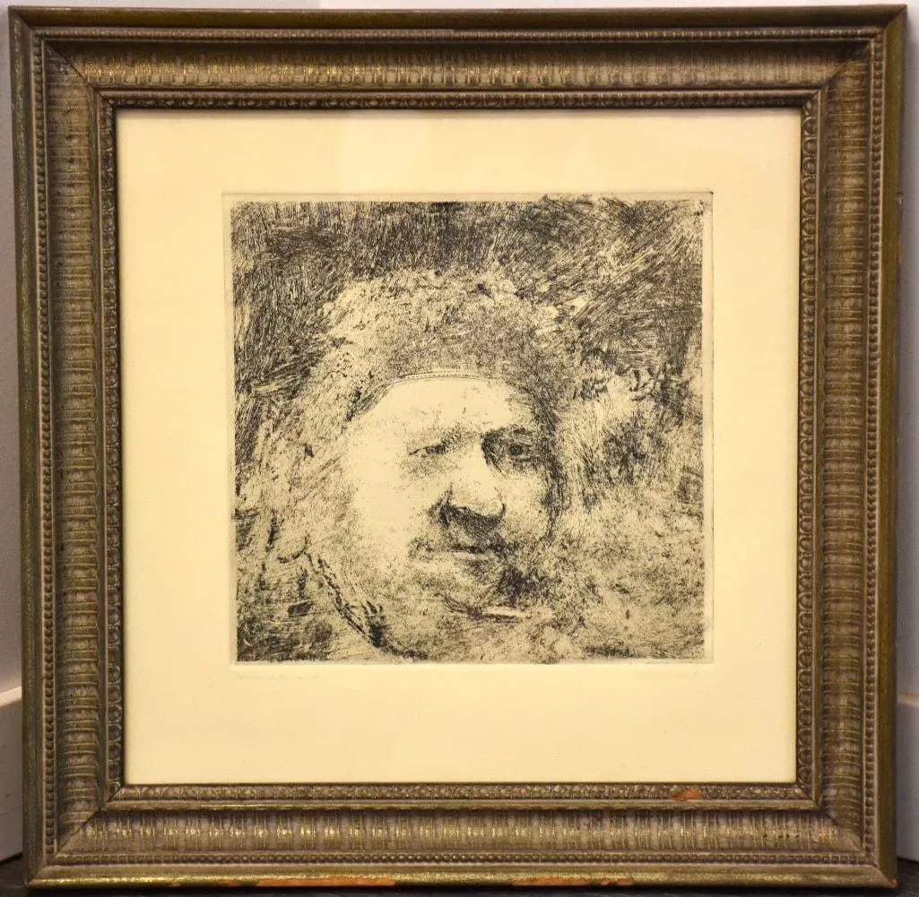 1967 Portrait Etching of Rembrandt by Joel Iskowity Titled "Homage to Rembrandt" - 7