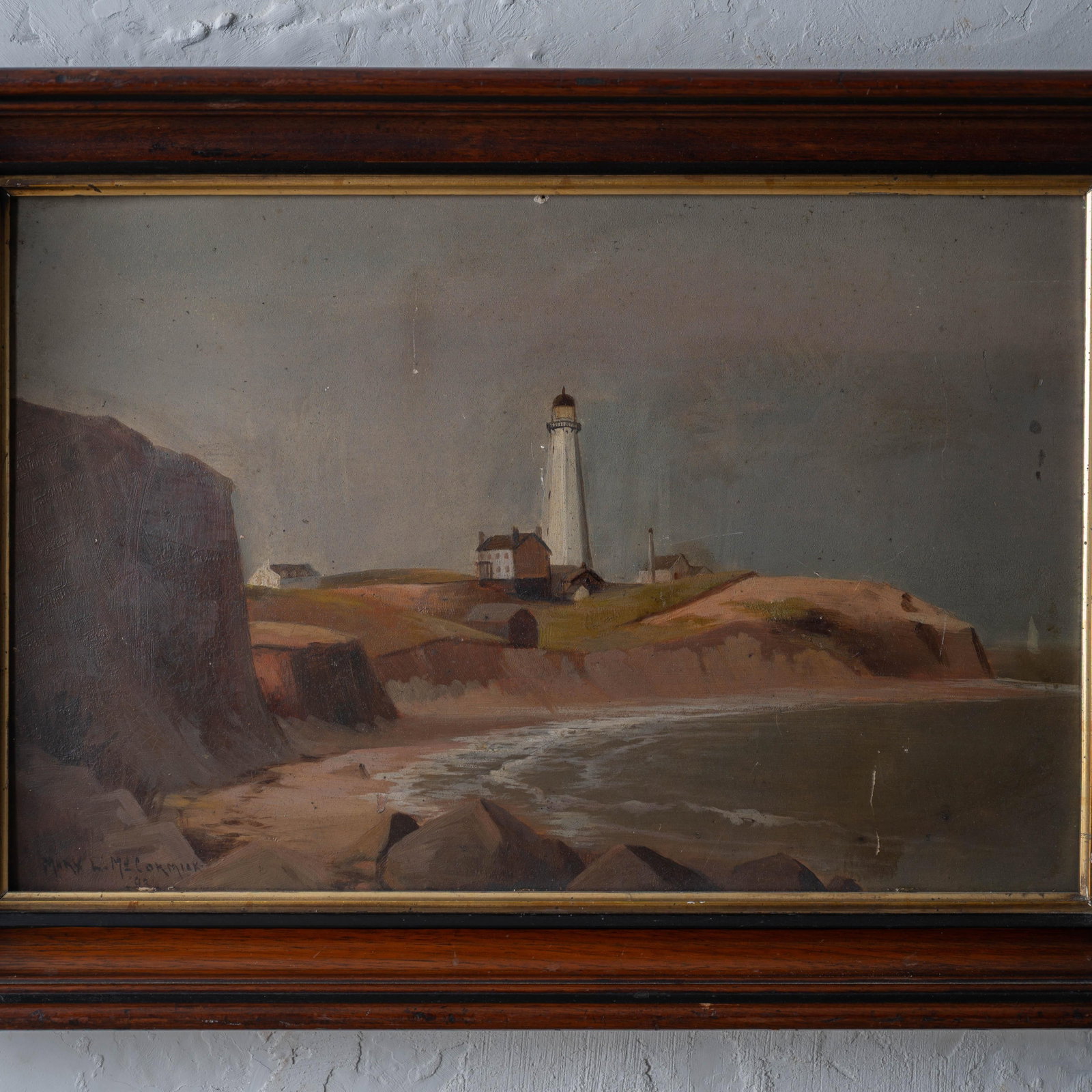 Montauk Point Lighthouse Oil Painting, Signed Mary L. McCormick, 1893 - 4