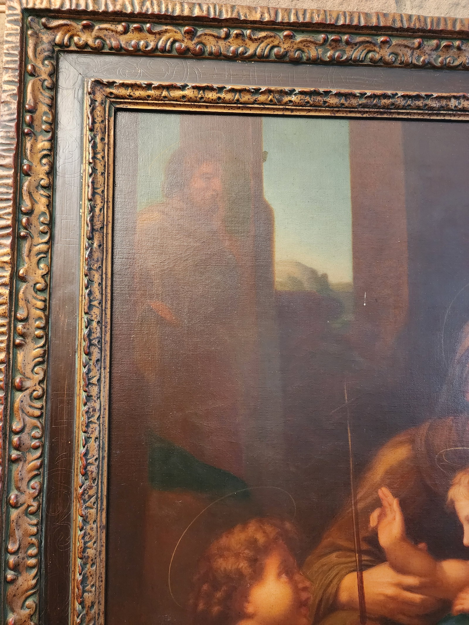Incredible 19th Century Oil Painting of the Sacred Family Beautifully Framed - 3