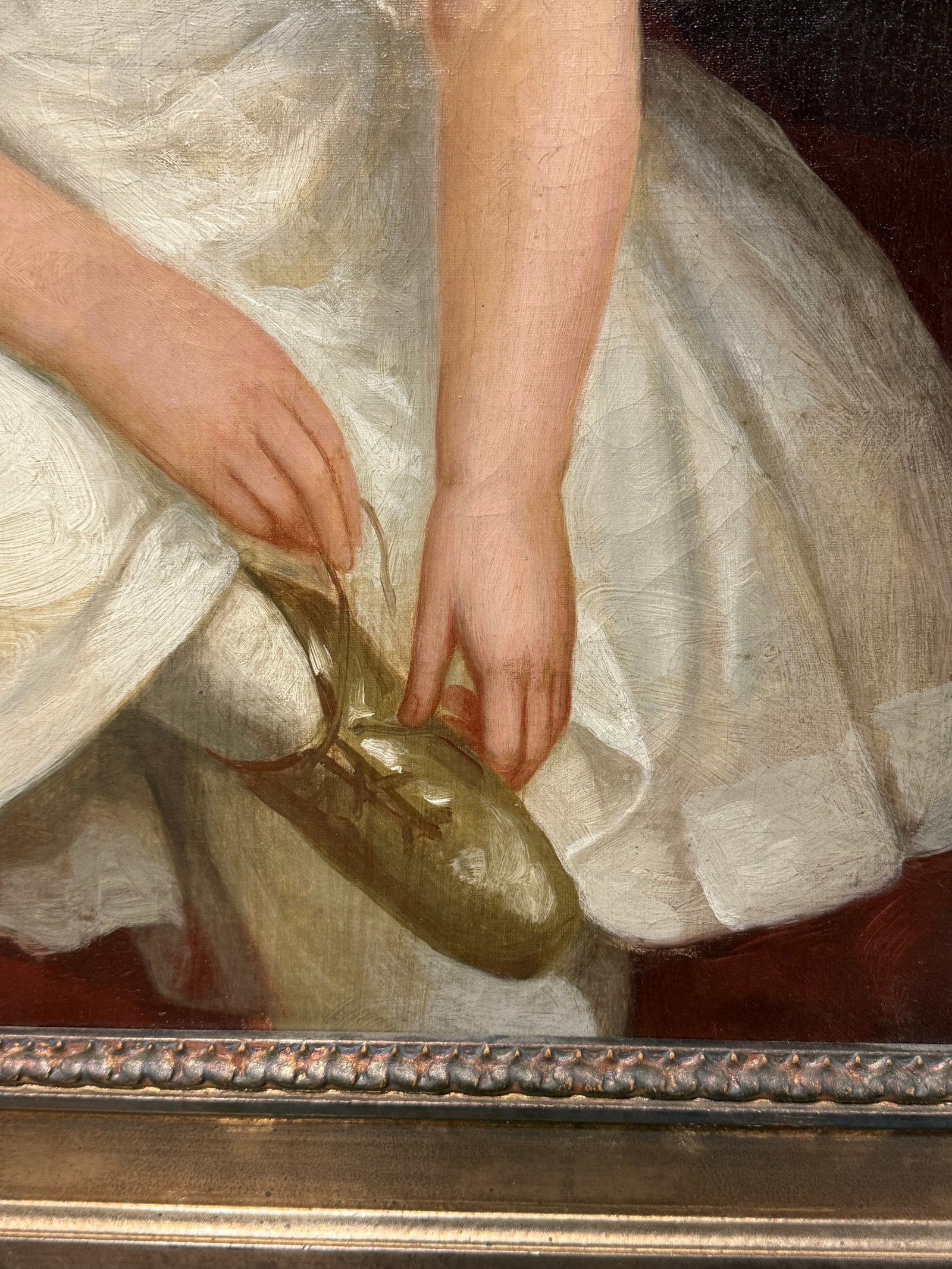 American Folk Art Portrait of a Young Child Holding a Slipper, C. 1830-1850 - 11