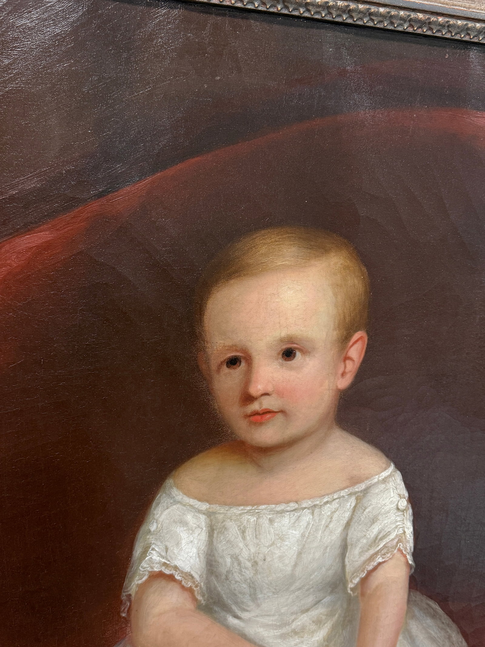 American Folk Art Portrait of a Young Child Holding a Slipper, C. 1830-1850 - 12