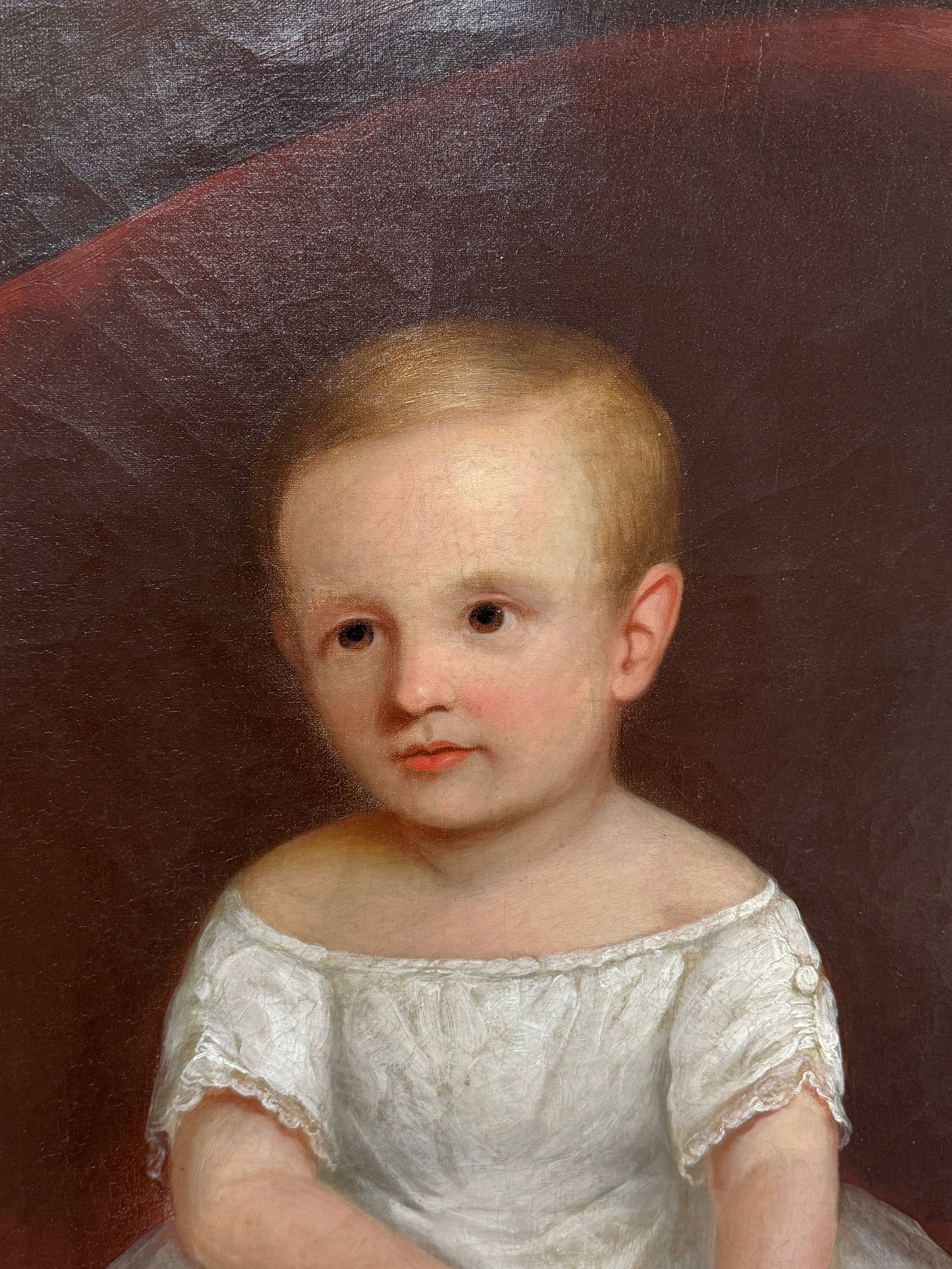 American Folk Art Portrait of a Young Child Holding a Slipper, C. 1830-1850 - 7