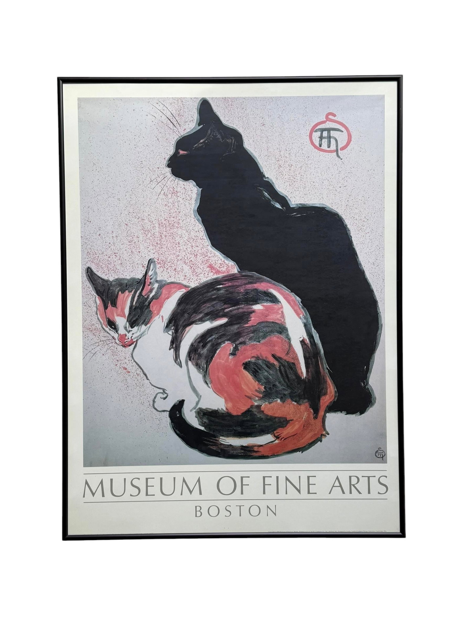 1980s Two Cats Framed Art Poster Museum of Fine Arts - 2