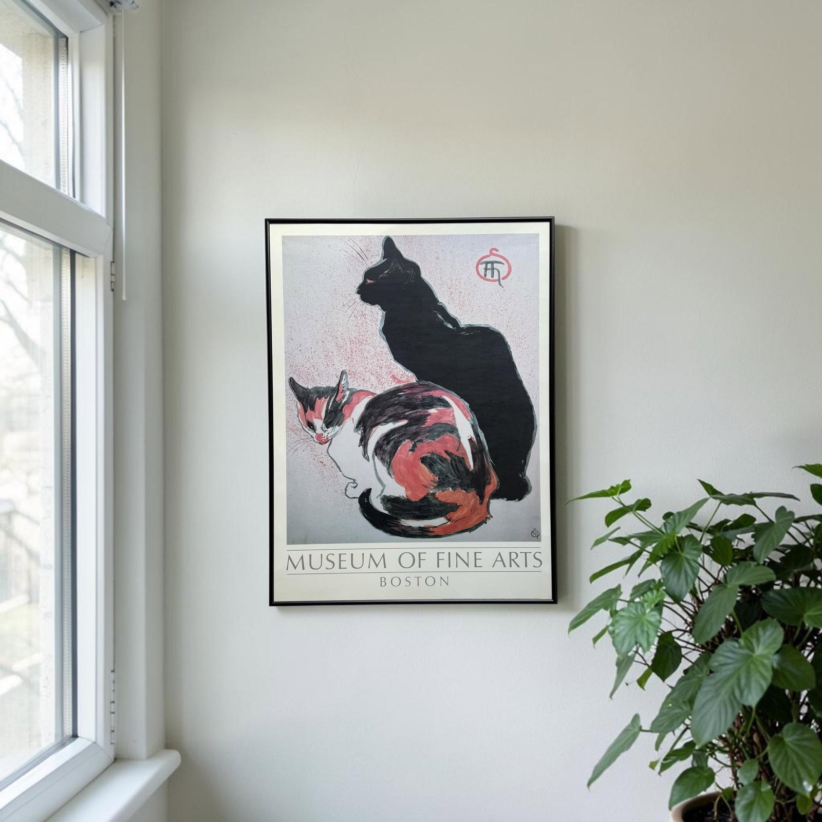 1980s Two Cats Framed Art Poster Museum of Fine Arts - 4