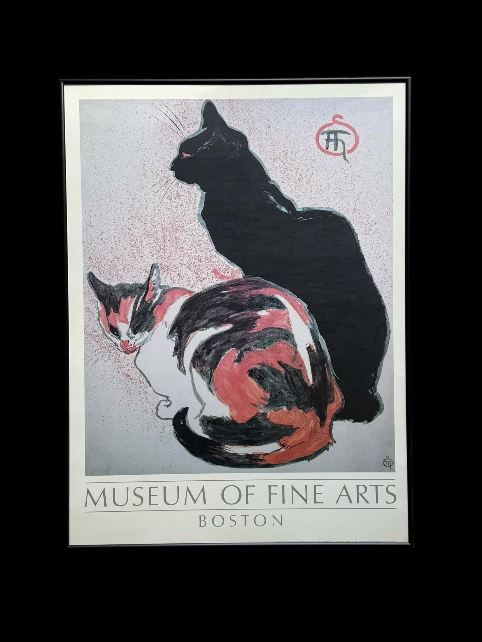 1980s Two Cats Framed Art Poster Museum of Fine Arts - 5