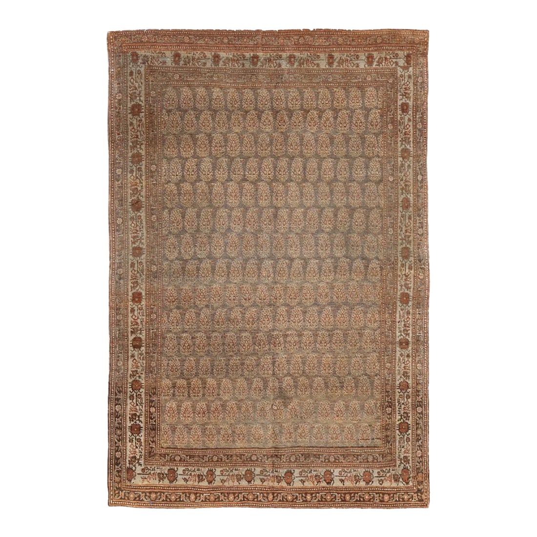 Galerie Shabab Collection Early 20th Century Persian Tabriz Hagi Jalili Rug: This Early 20th century Persian Tabriz Hagi Jalili rug, measuring 4' 0" x 5' 8", presents a refined example of the master weavers' artistry from the famed workshops of Tabriz. Known for their
