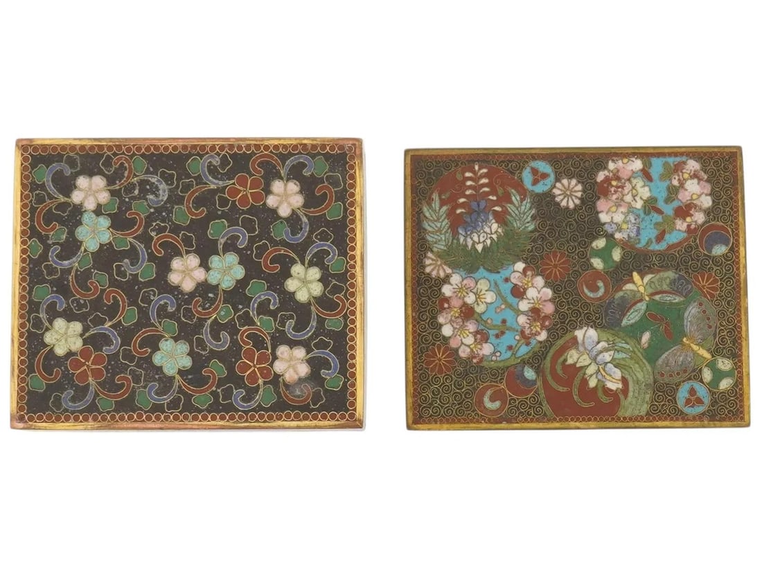 Japanese Cloisonne Enamel Trinket Box Floral Butterfly Design - 3