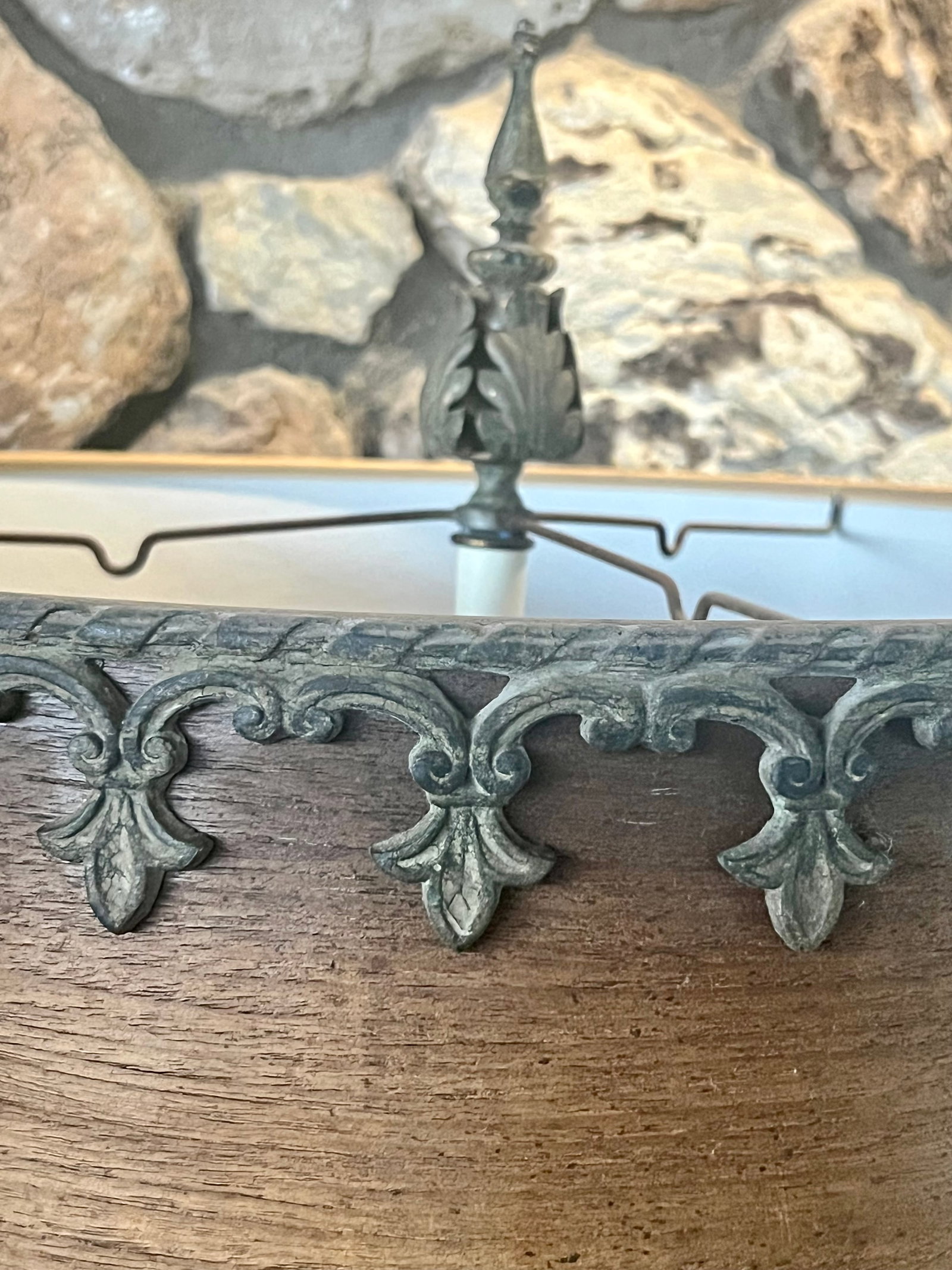 Mid 20th Century Monumental Spanish Colonial Wood & Wrought Iron Table Lamps With Wood Lampshades - - 10