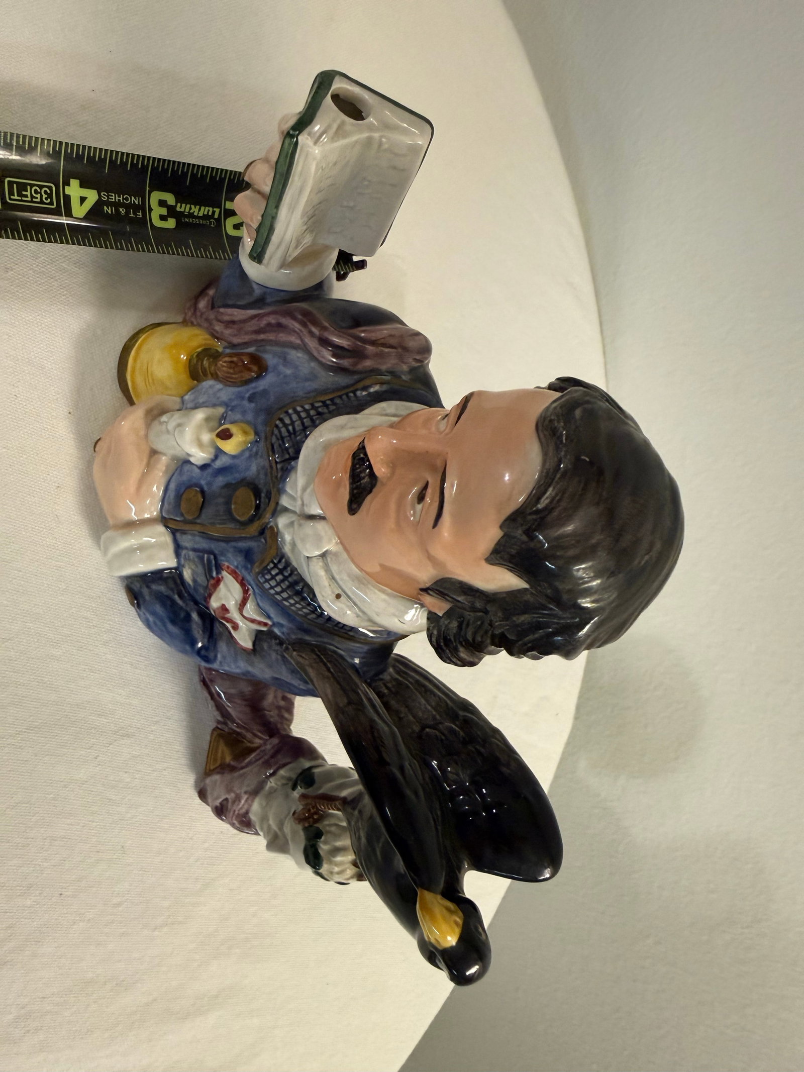 1990s Fitz and Floyd Edgar Allan Poe Character Jug With Raven - Literary Figural Pitcher - 7