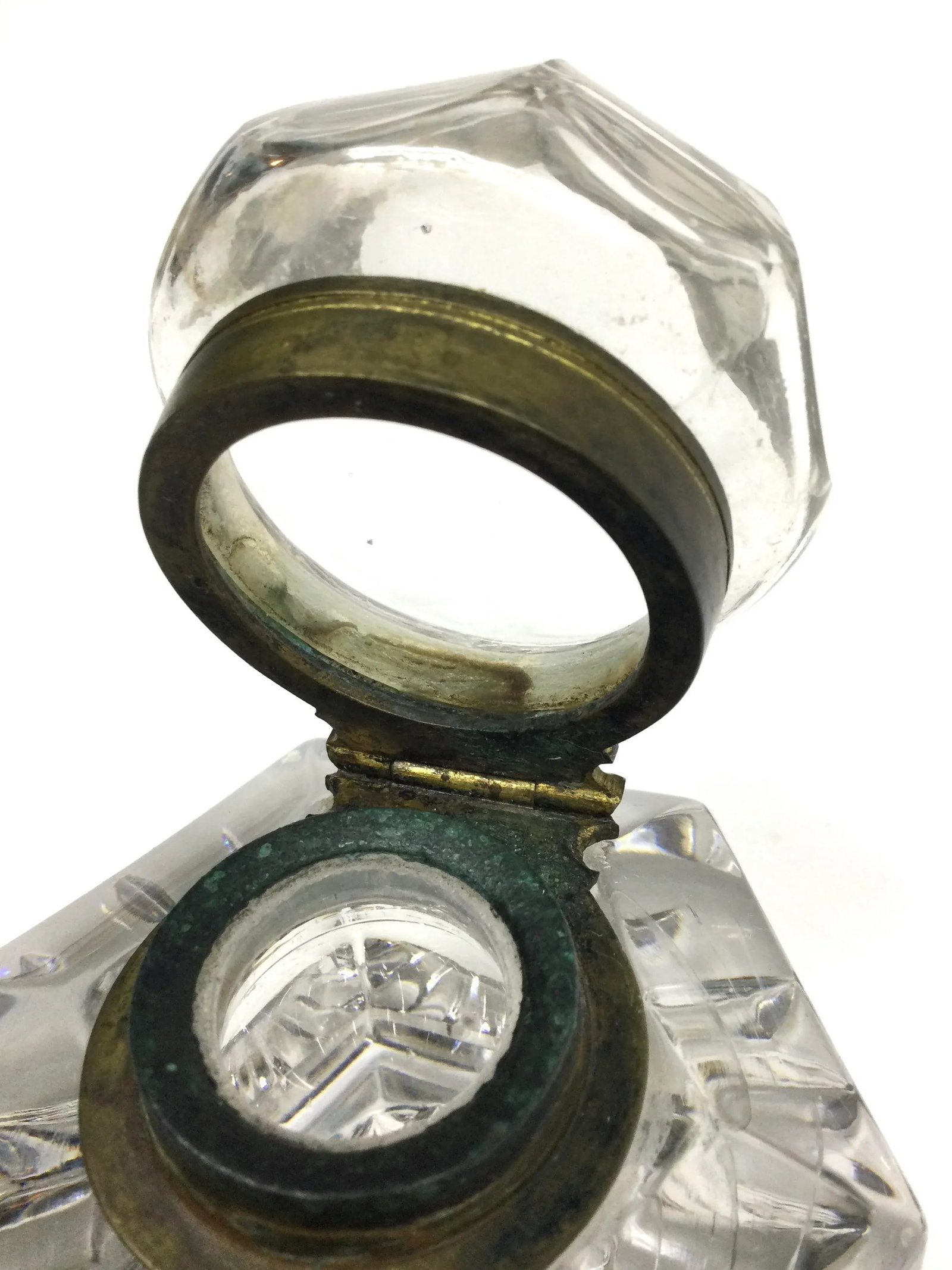 Crystal Brass Lidded Ink Well - 3