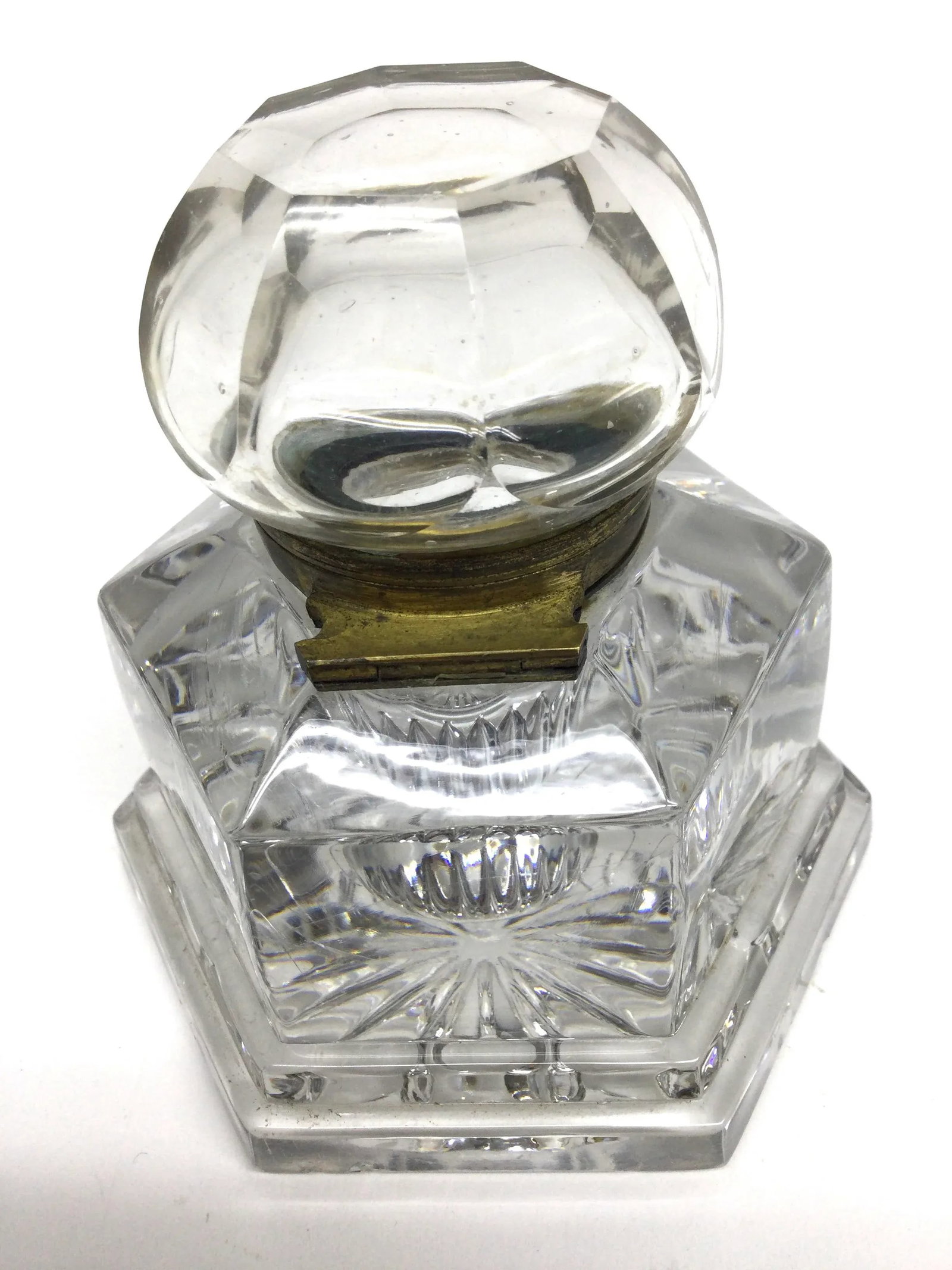 Crystal Brass Lidded Ink Well - 5