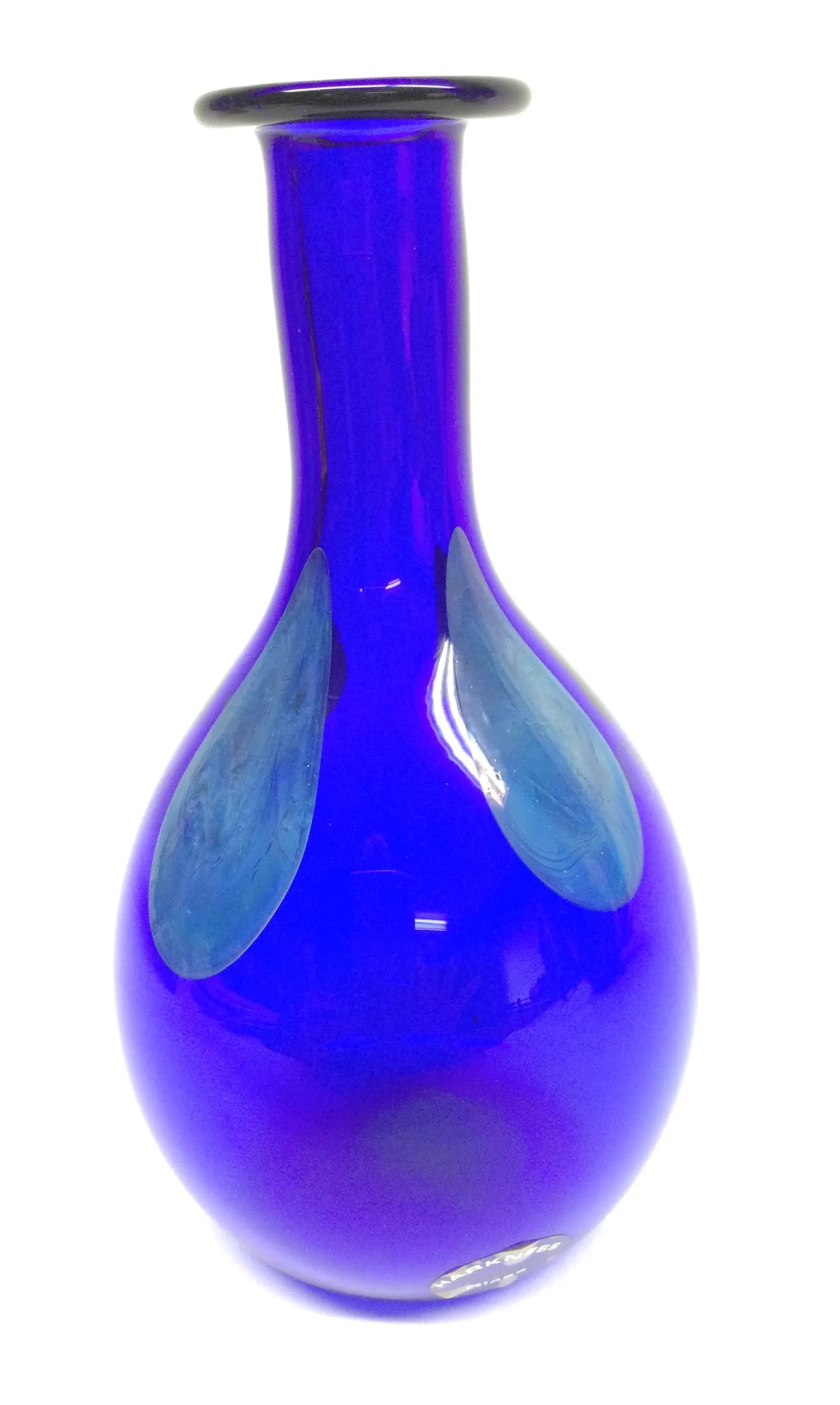 1970's Harkness Hand Blown Cobalt Blue Glass Vase - 3
