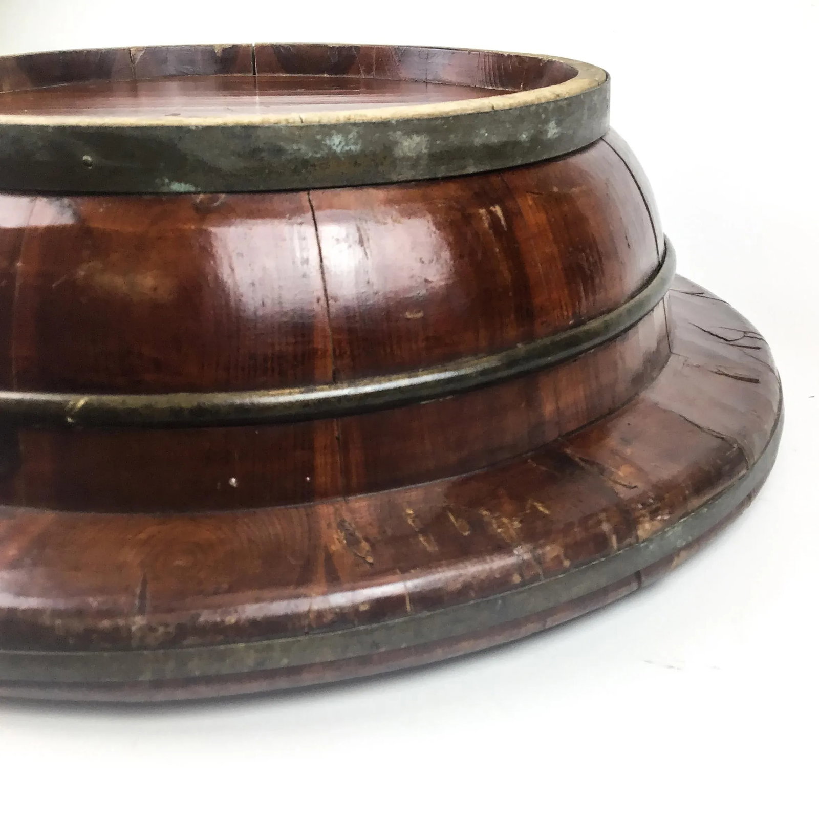 Antique Chinese Wood Rice Bucket - 11