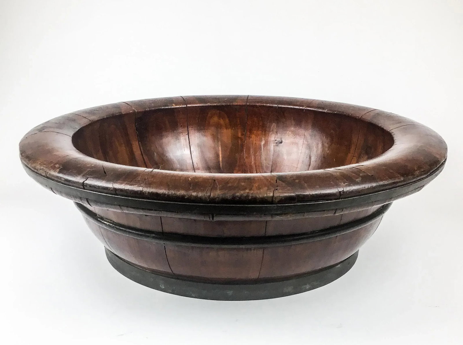 Antique Chinese Wood Rice Bucket - 13