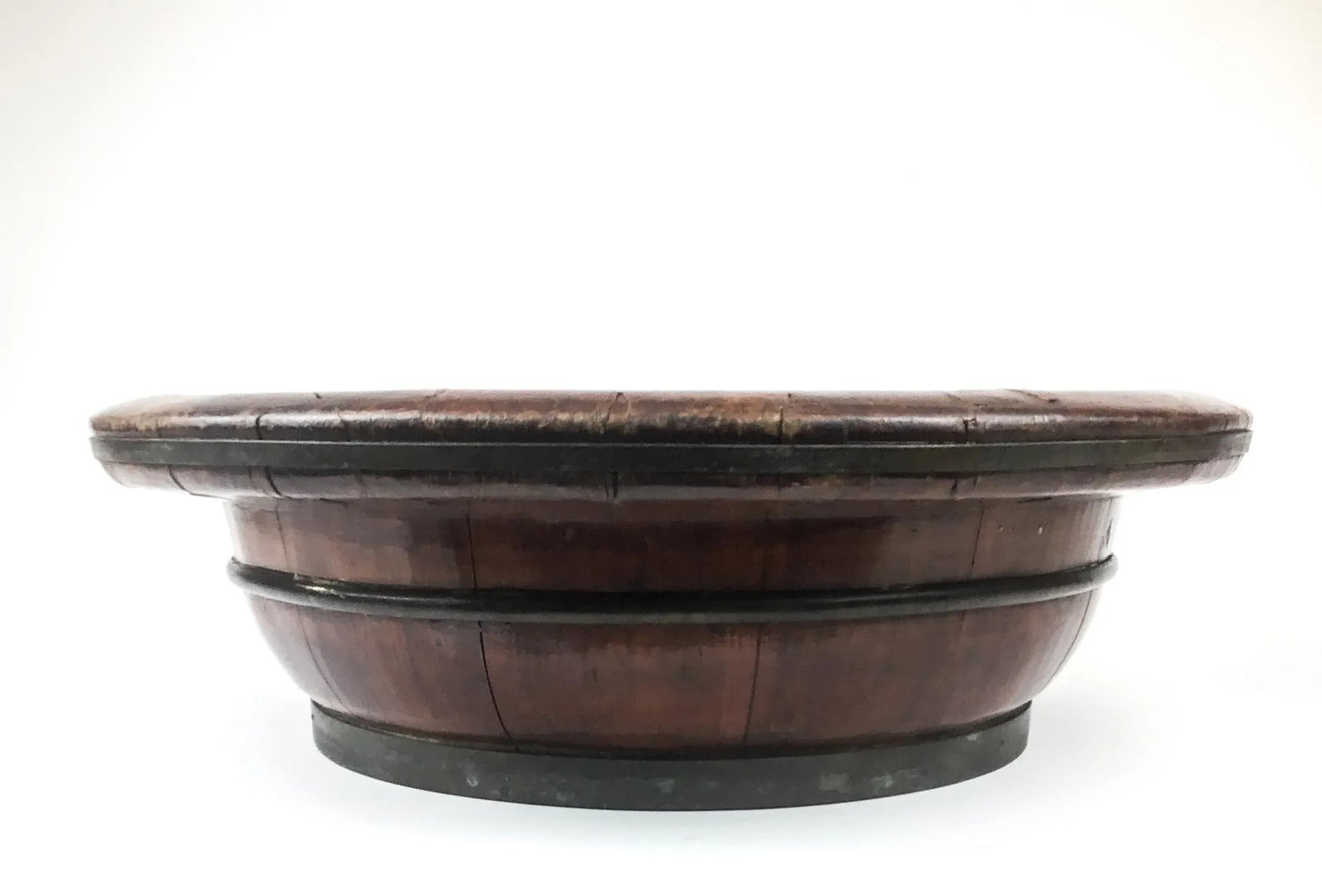 Antique Chinese Wood Rice Bucket - 2