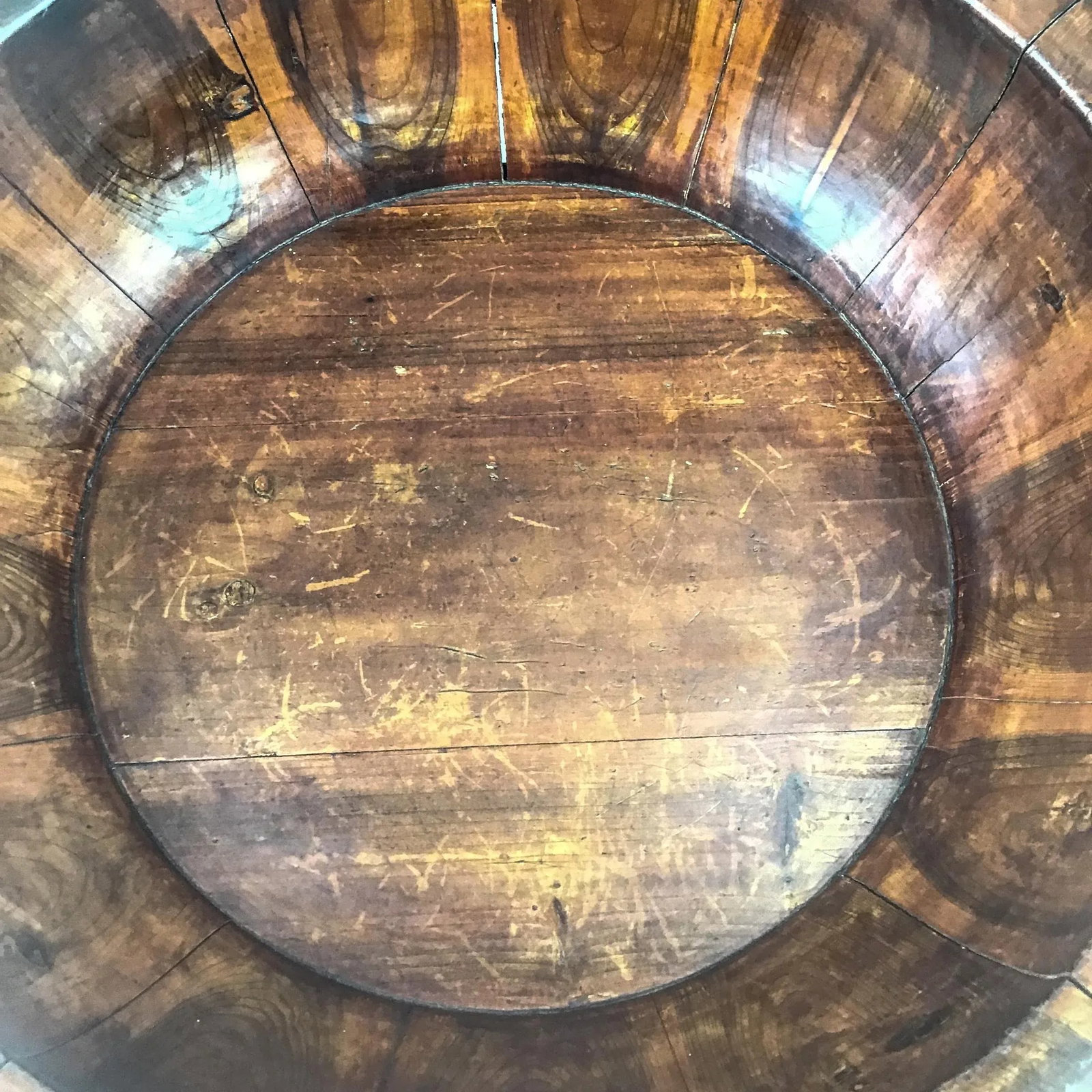 Antique Chinese Wood Rice Bucket - 6
