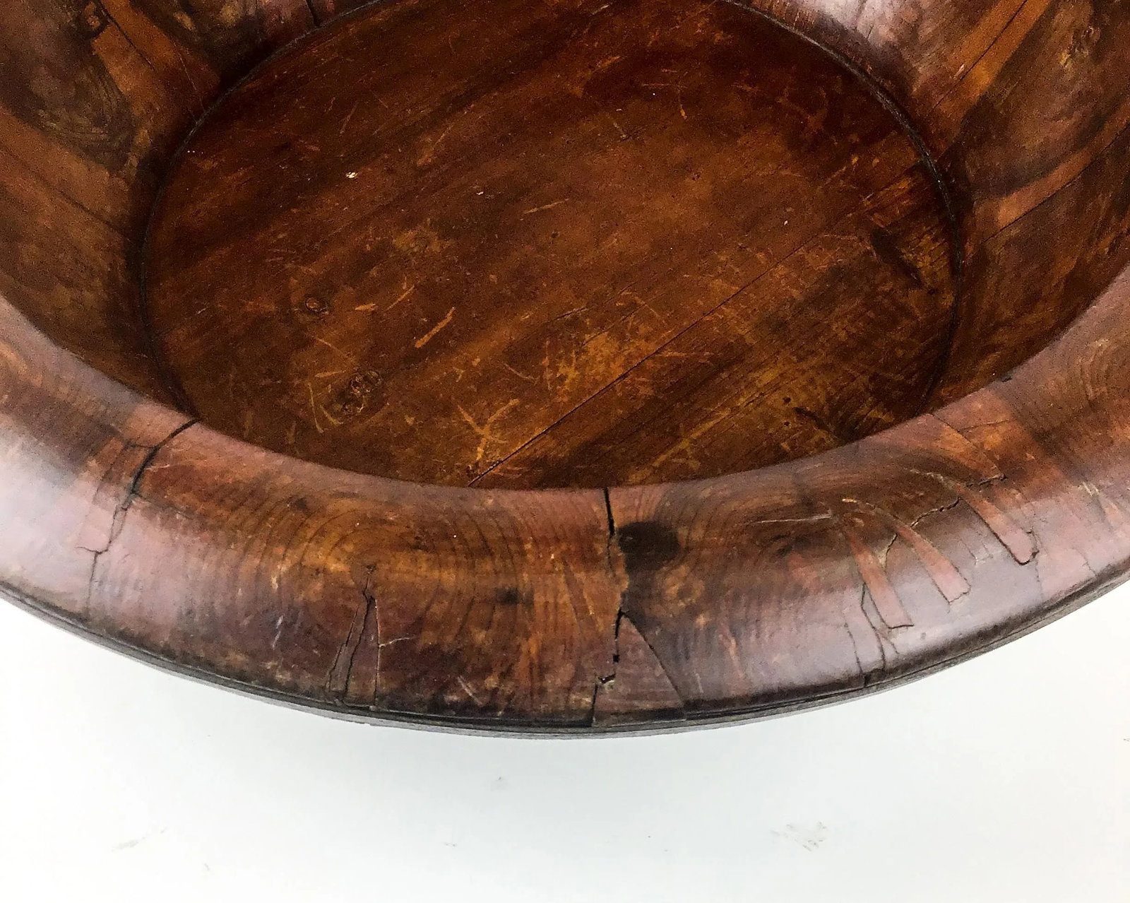Antique Chinese Wood Rice Bucket - 8