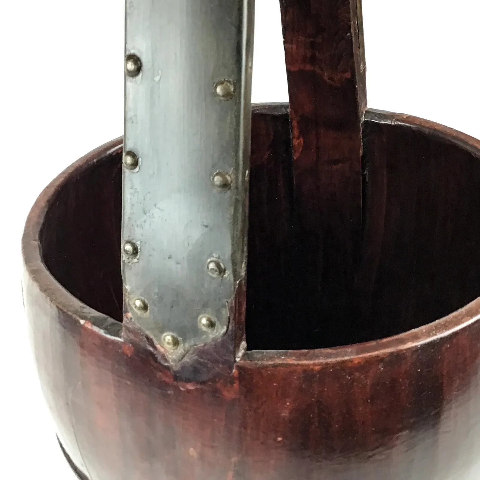 Antique Wood and Bronze Chinese Rice Water Bucket - 11