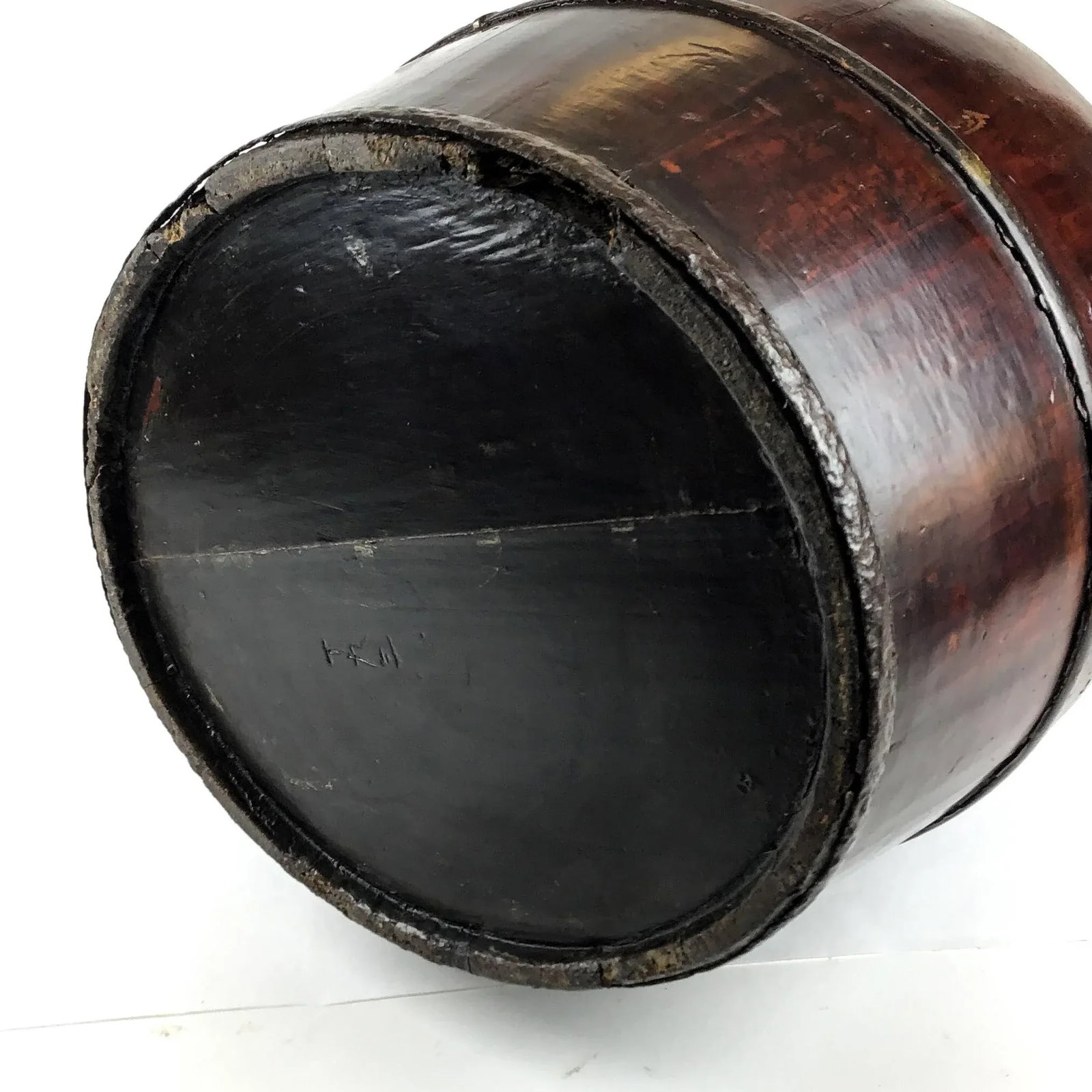 Antique Wood and Bronze Chinese Rice Water Bucket - 9