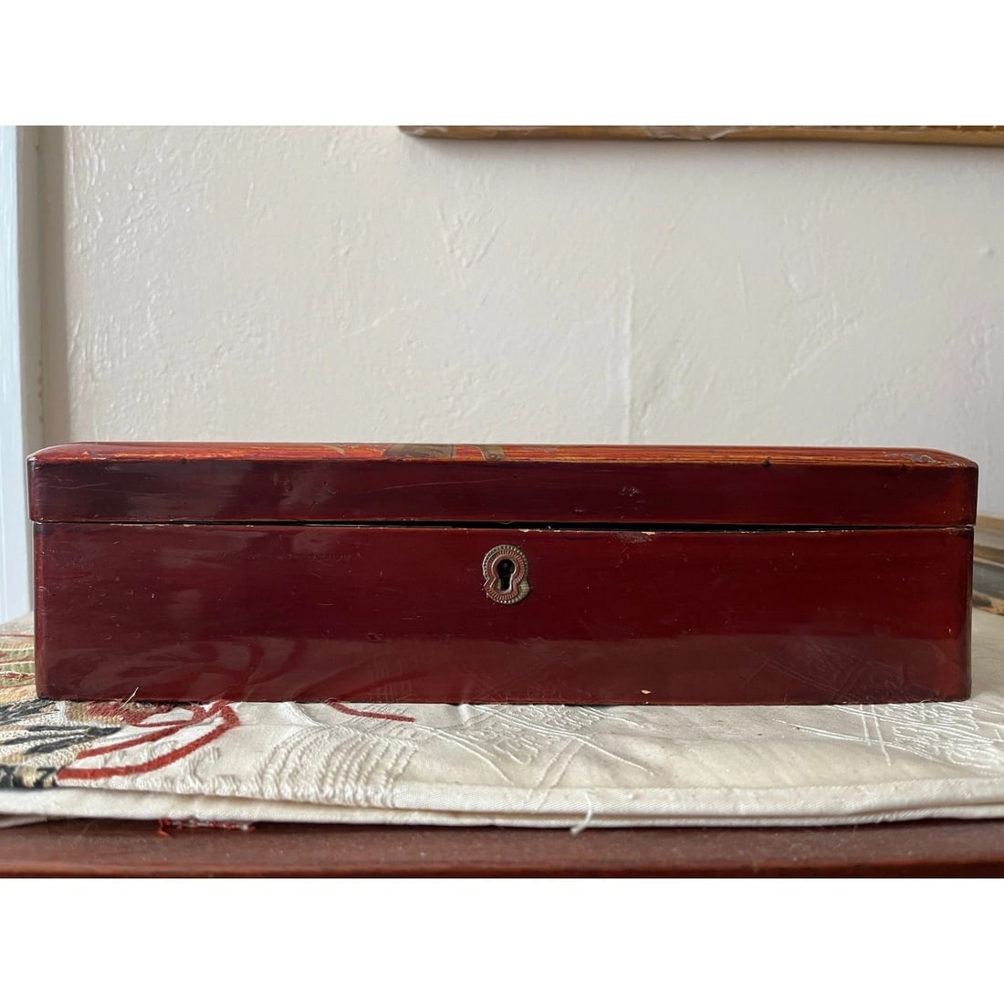 Antique 14" Japanese Meiji Maki-e Lacquer Fubako Document Box Bird & Blossoms - 5