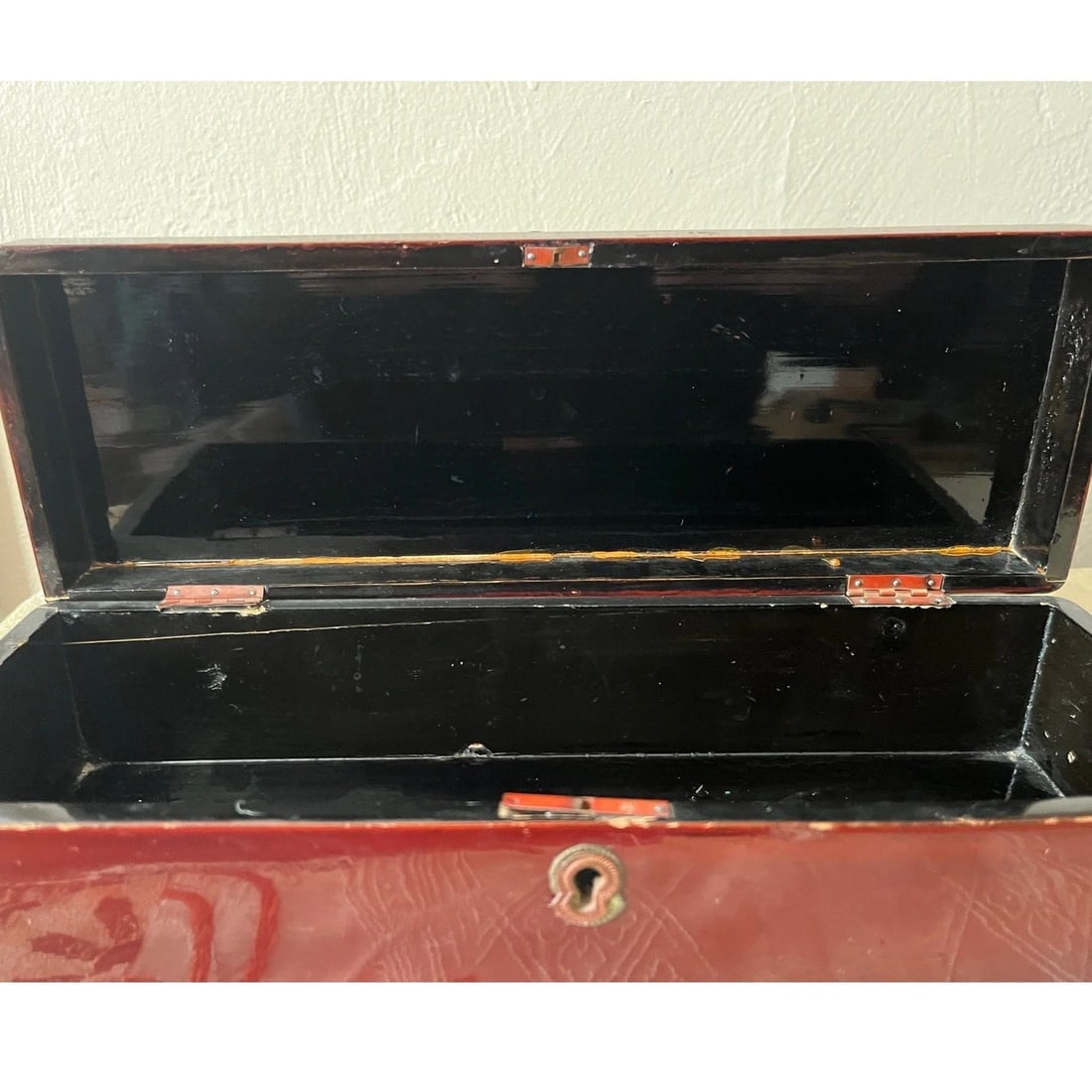 Antique 14" Japanese Meiji Maki-e Lacquer Fubako Document Box Bird & Blossoms - 6