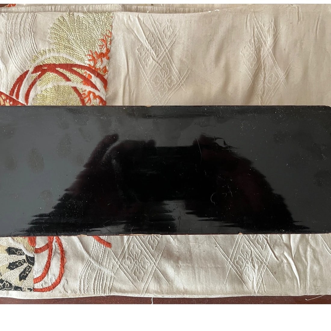 Antique 14" Japanese Meiji Maki-e Lacquer Fubako Document Box Bird & Blossoms - 8