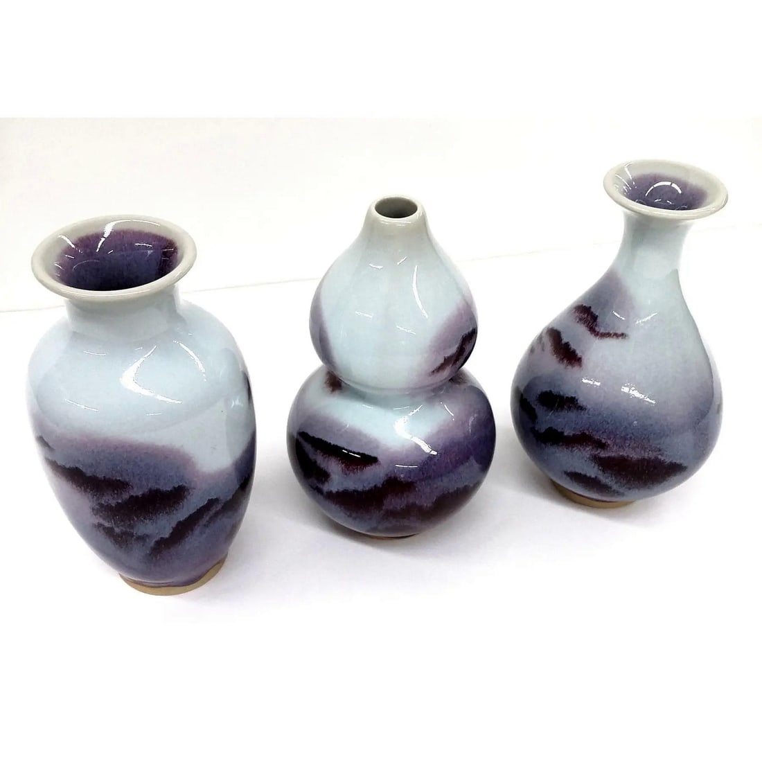 Chinese Jun Style Fine Porcelain Vases - Set of 3 - 2