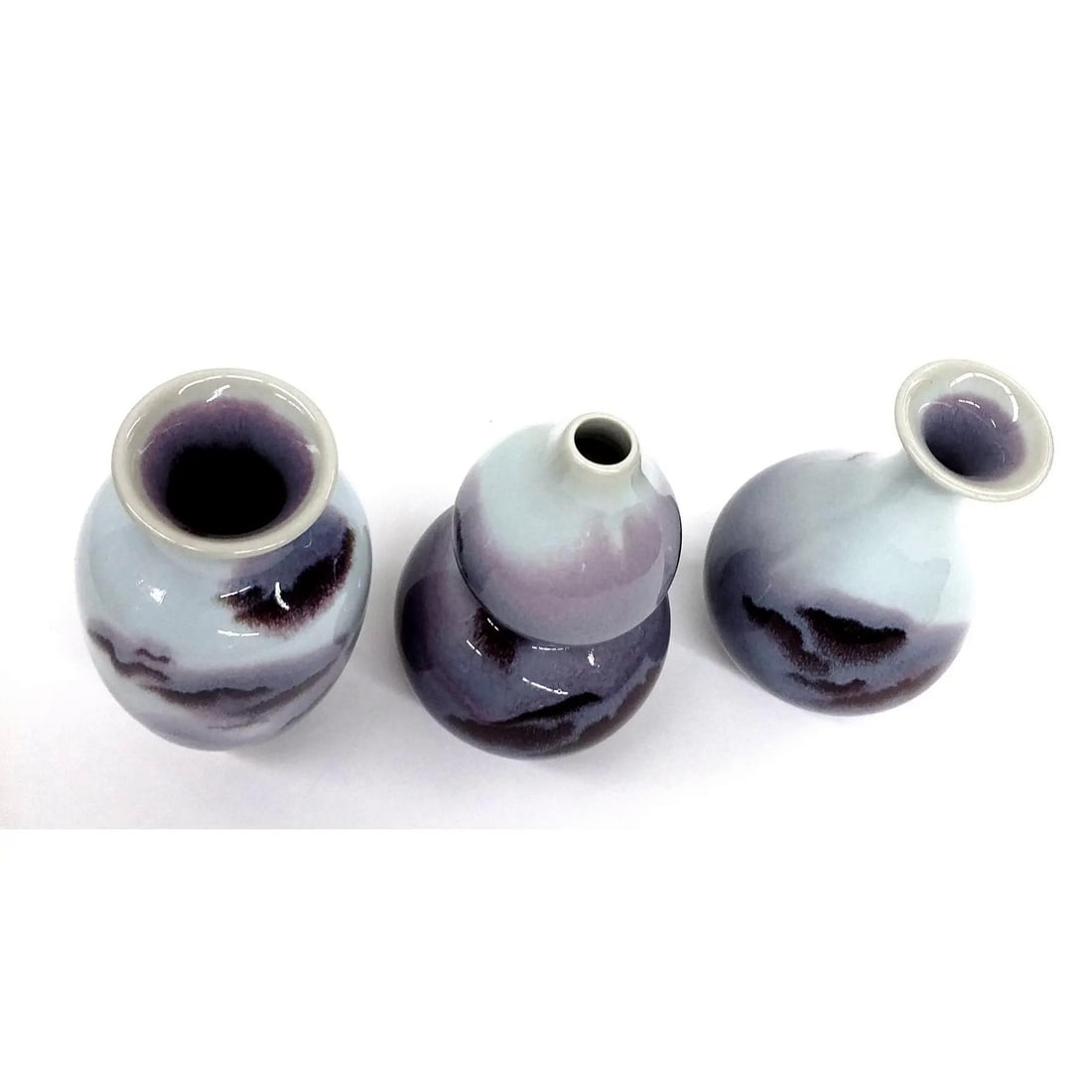 Chinese Jun Style Fine Porcelain Vases - Set of 3 - 3