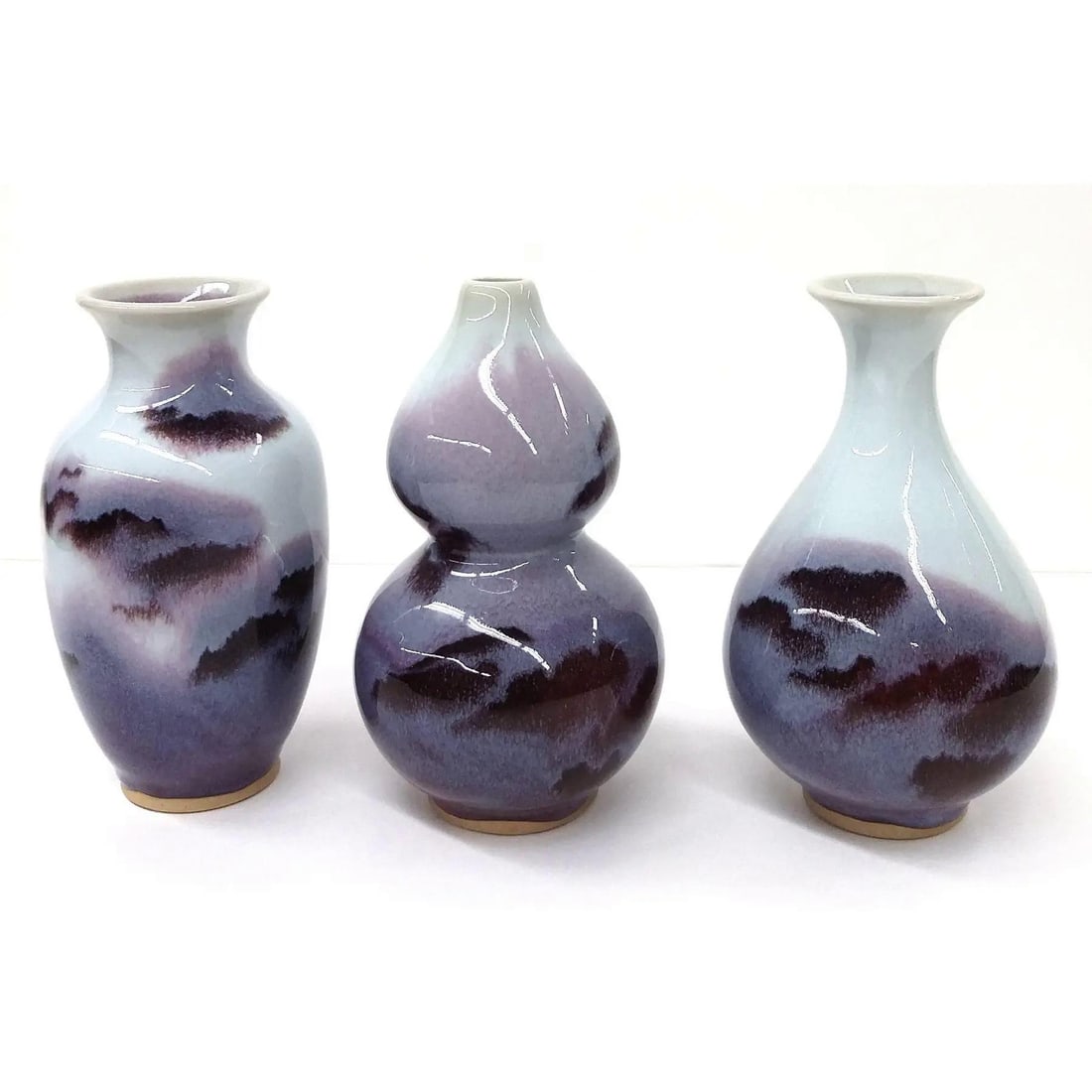 Chinese Jun Style Fine Porcelain Vases - Set of 3 - 8