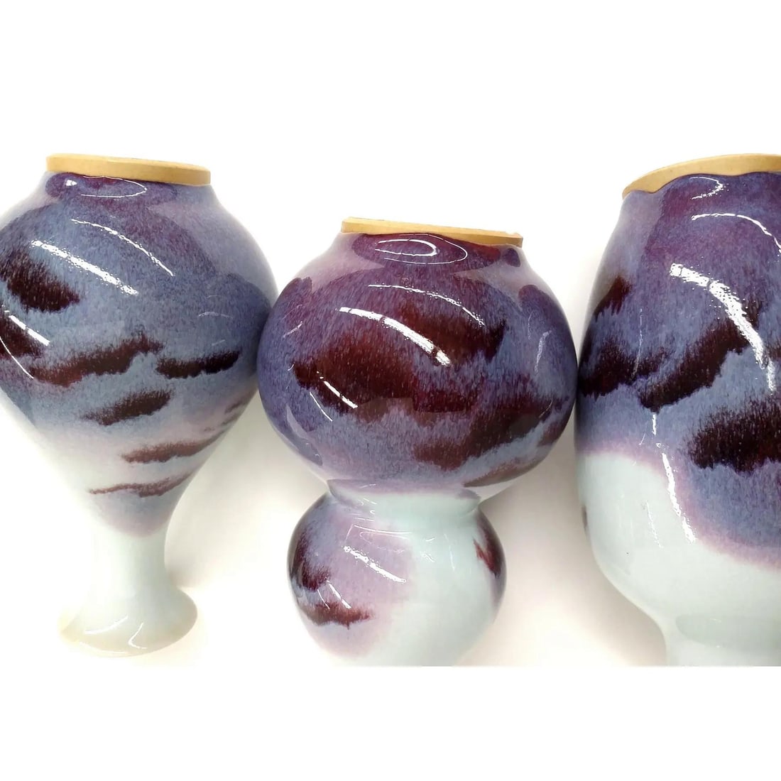 Chinese Jun Style Fine Porcelain Vases - Set of 3 - 9