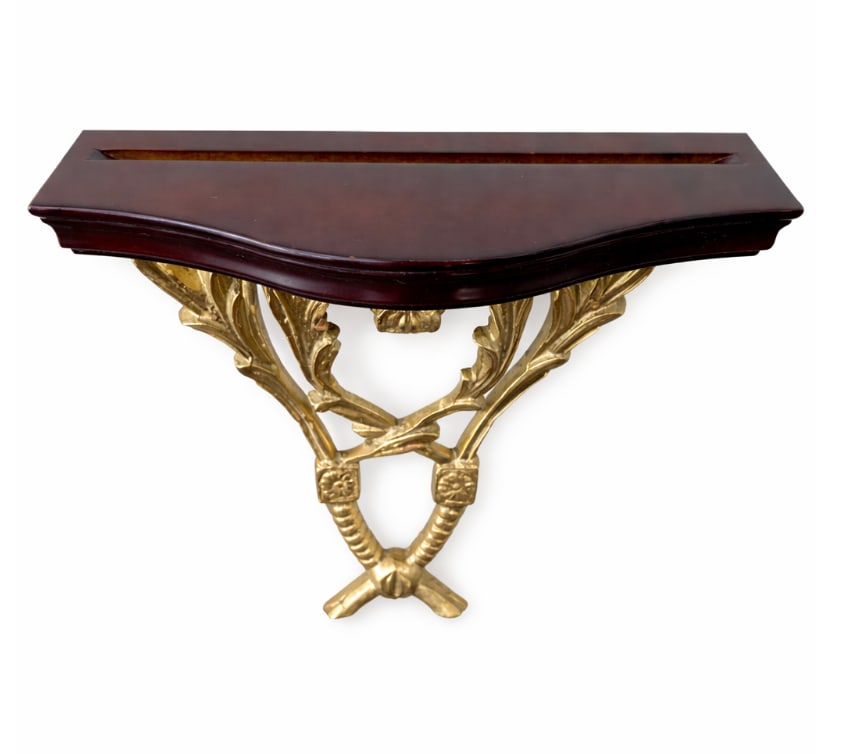 Neoclassical Giltwood Wall-Mounted Brackets With Mahogany Tops (Pair) - 5