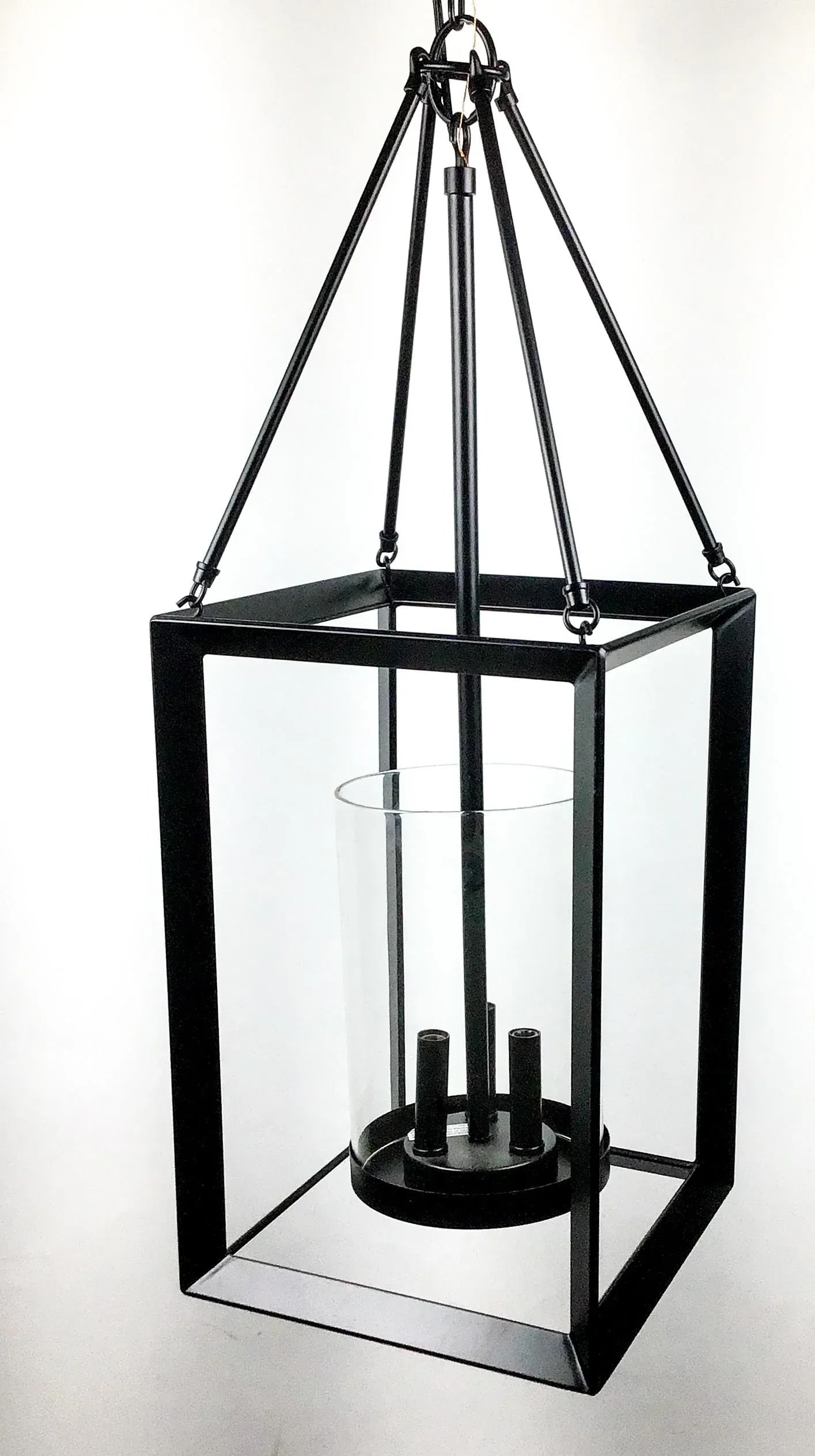Black Metal & Glass Modern Chandelier - 13