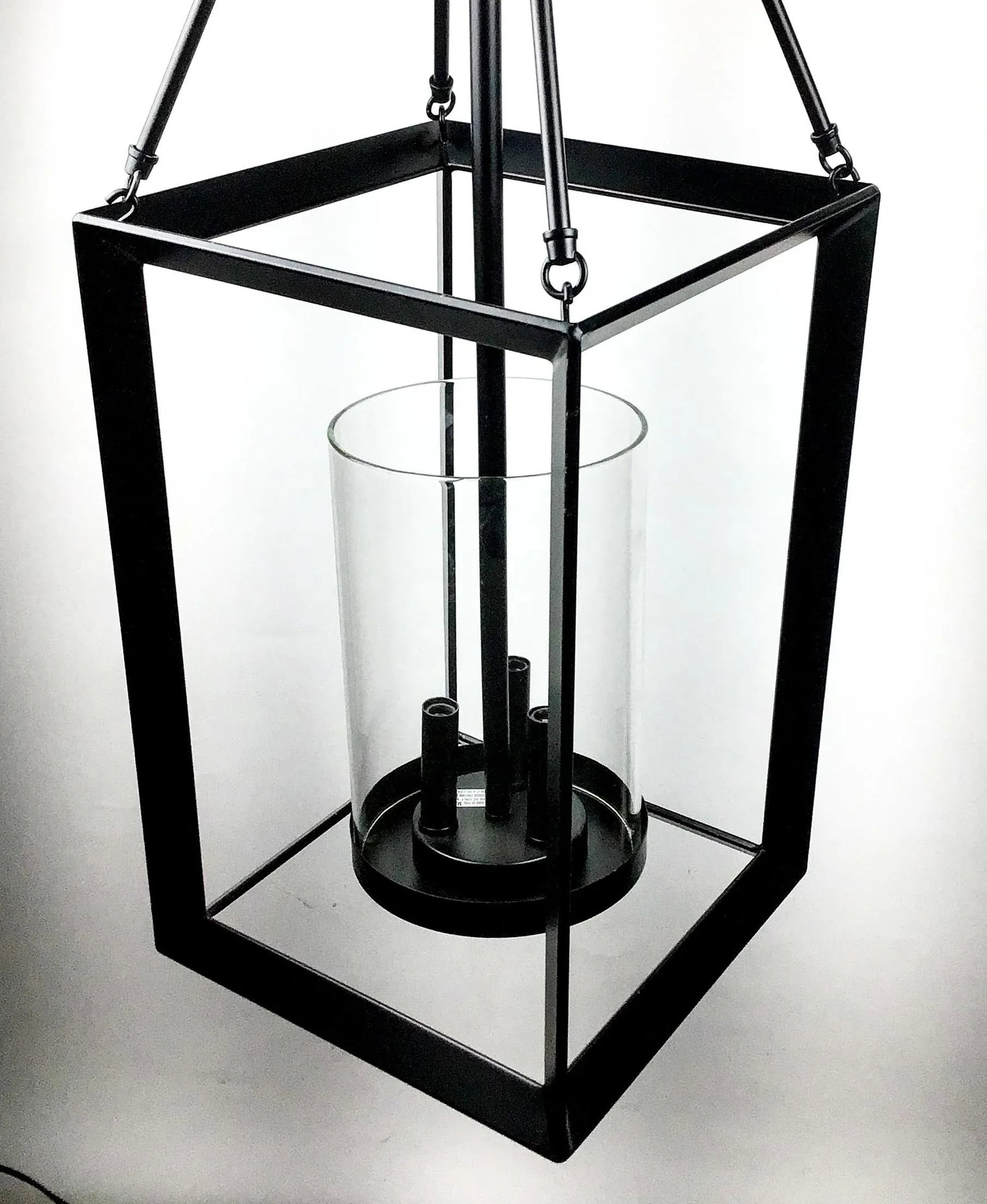 Black Metal & Glass Modern Chandelier - 2