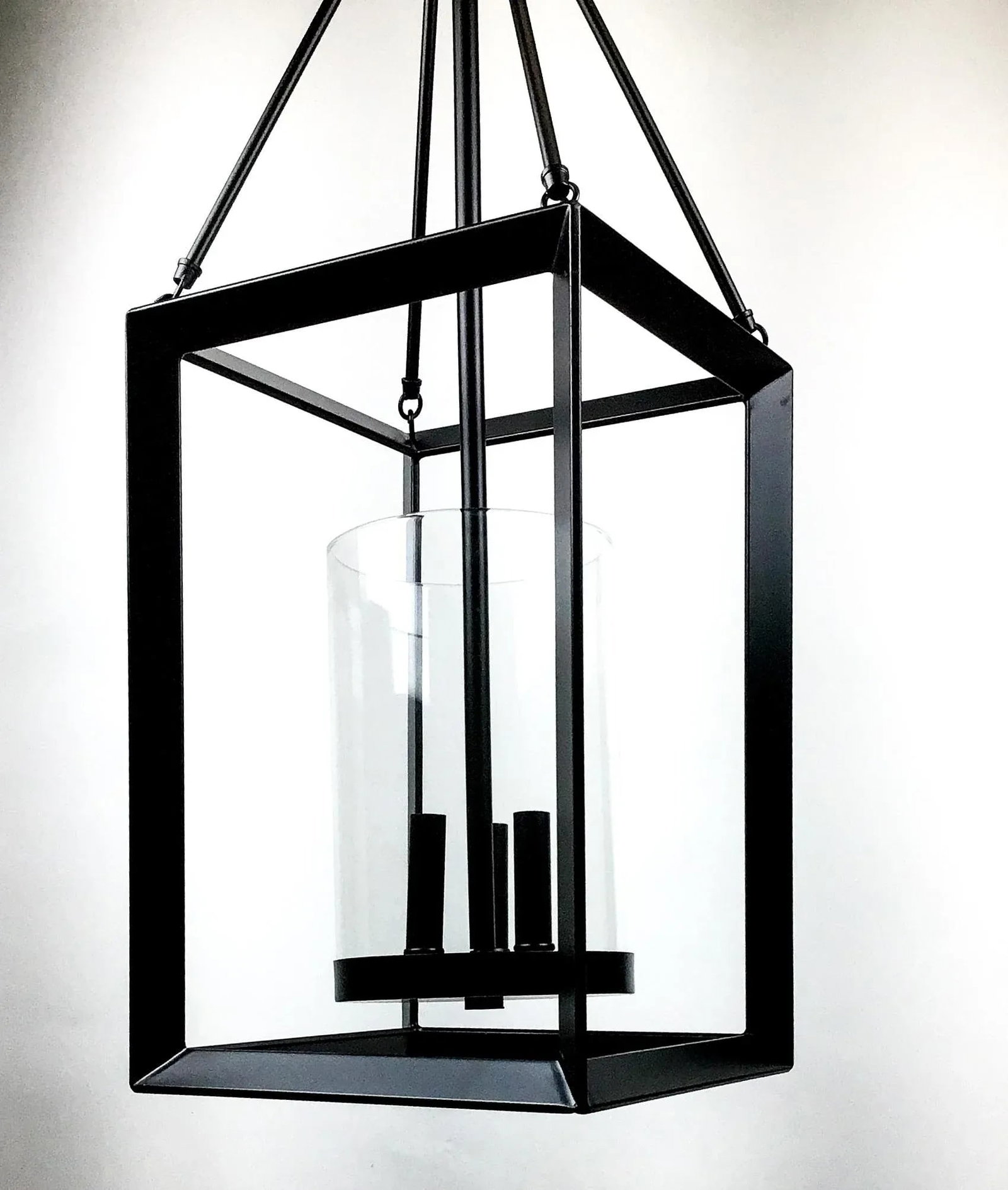 Black Metal & Glass Modern Chandelier - 3