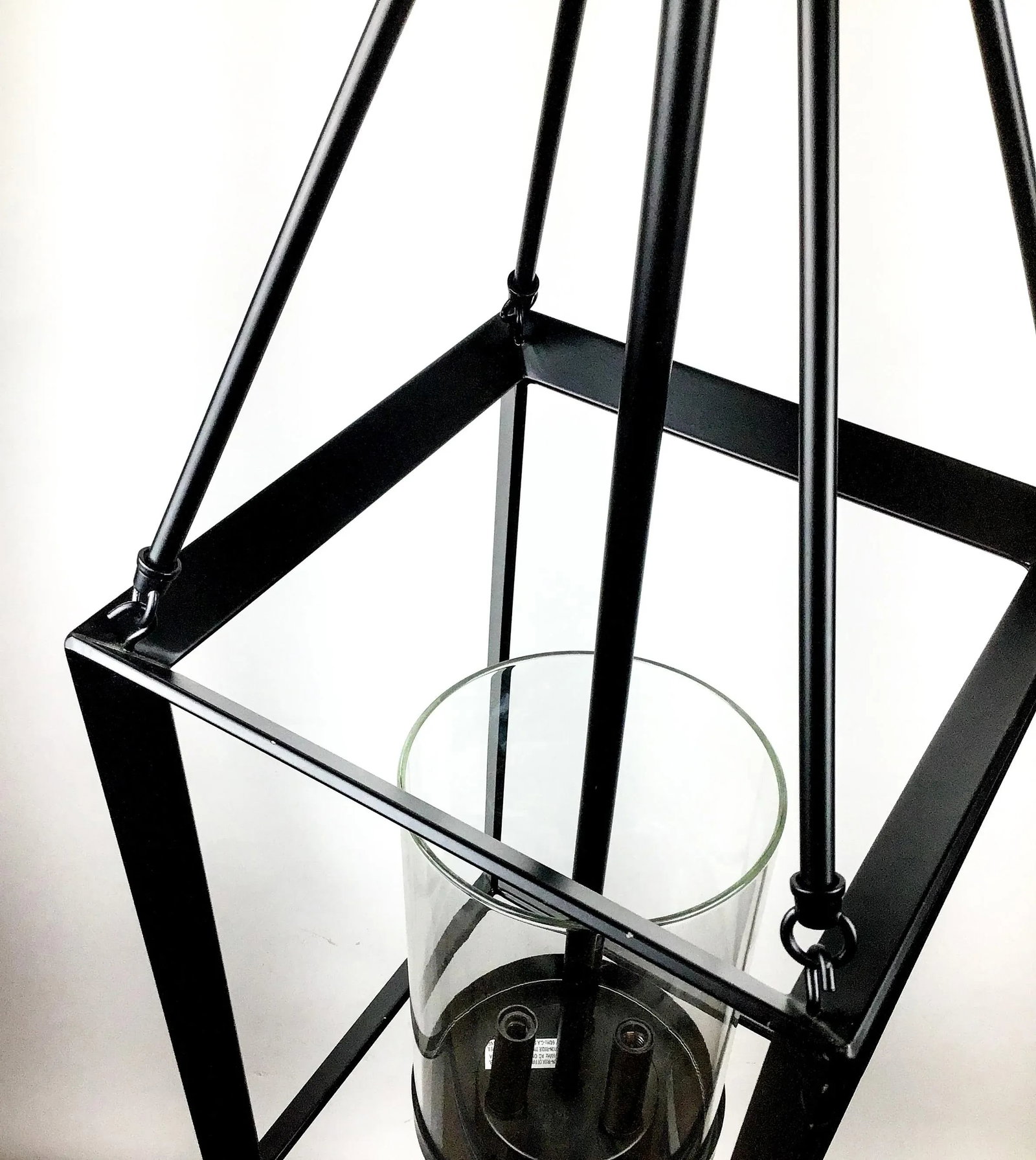 Black Metal & Glass Modern Chandelier - 7