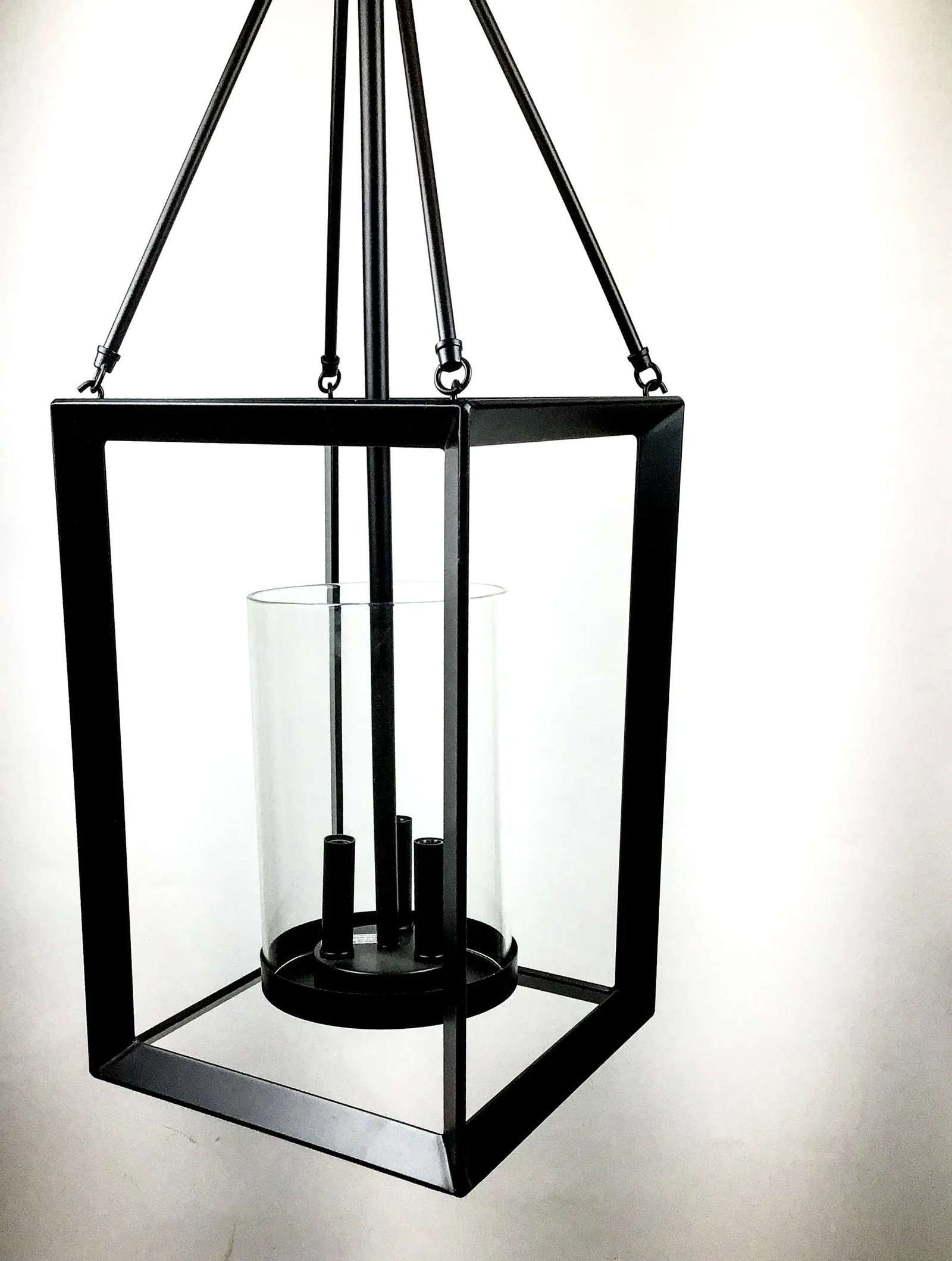 Black Metal & Glass Modern Chandelier - 8