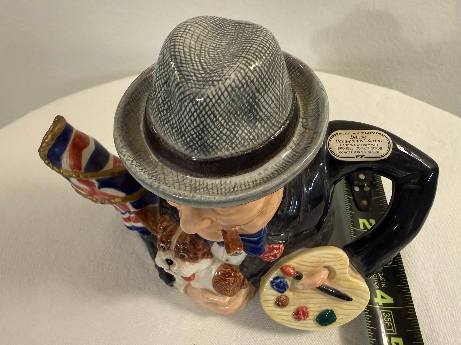1990s Fitz and Floyd Winston Churchill Character Teapot - 11